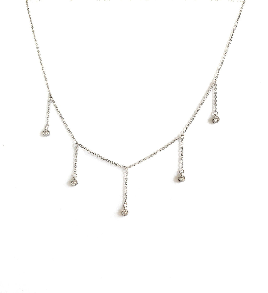 Drop Necklace with Five Cubic Zirconia Stone