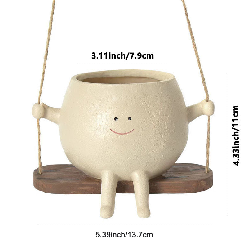 Swing Face Planter Resin Plant Succulent Pots Creative Wall Hanging Head Planter Multifunctional Home Garden Patio Accessories