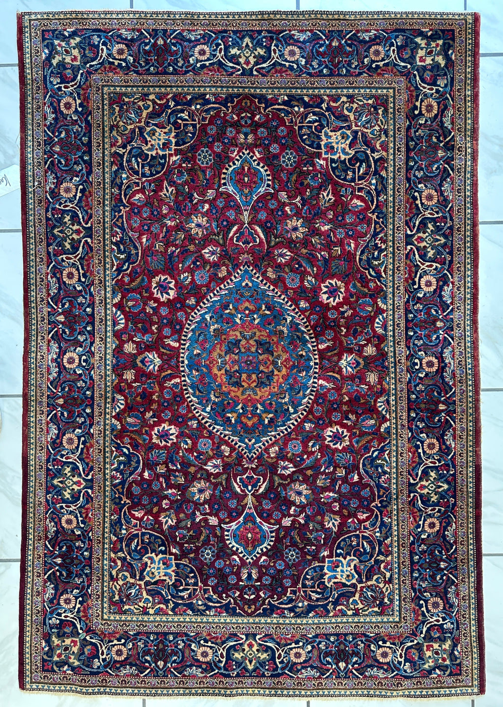 Antique Persian Kashan Debir Rug – 4’3” x 6’4” – Circa 1920s – Hand-Knotted Fine Wool