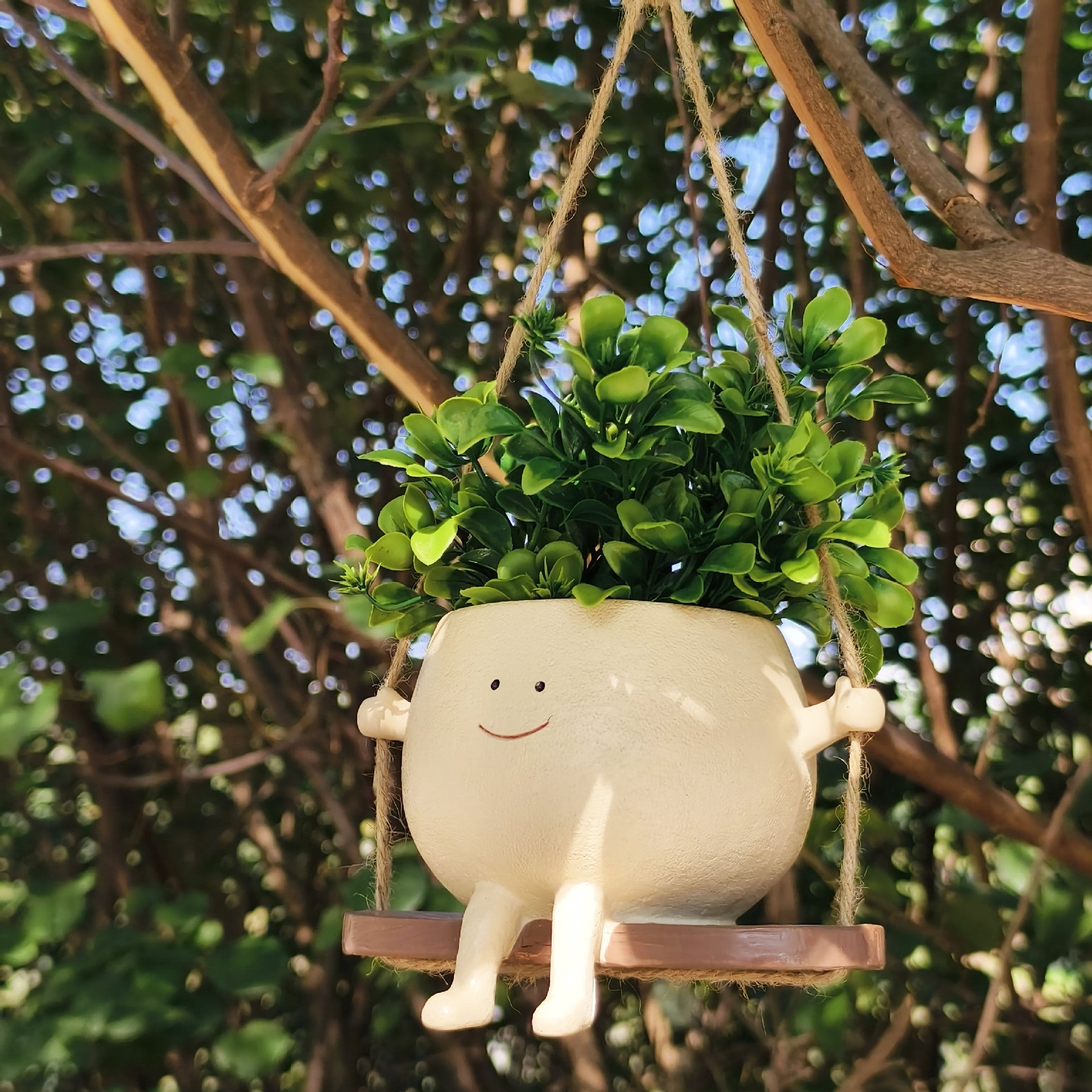 Swing Face Planter Resin Plant Succulent Pots Creative Wall Hanging Head Planter Multifunctional Home Garden Patio Accessories