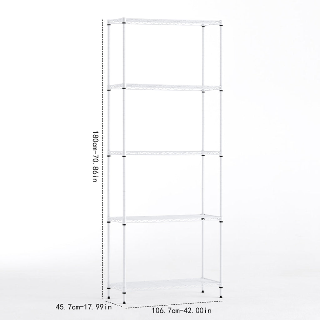 Wire frame metal storage rack adjustable rack, vertical storage rack unit (white, 42L x 18W x 71H)