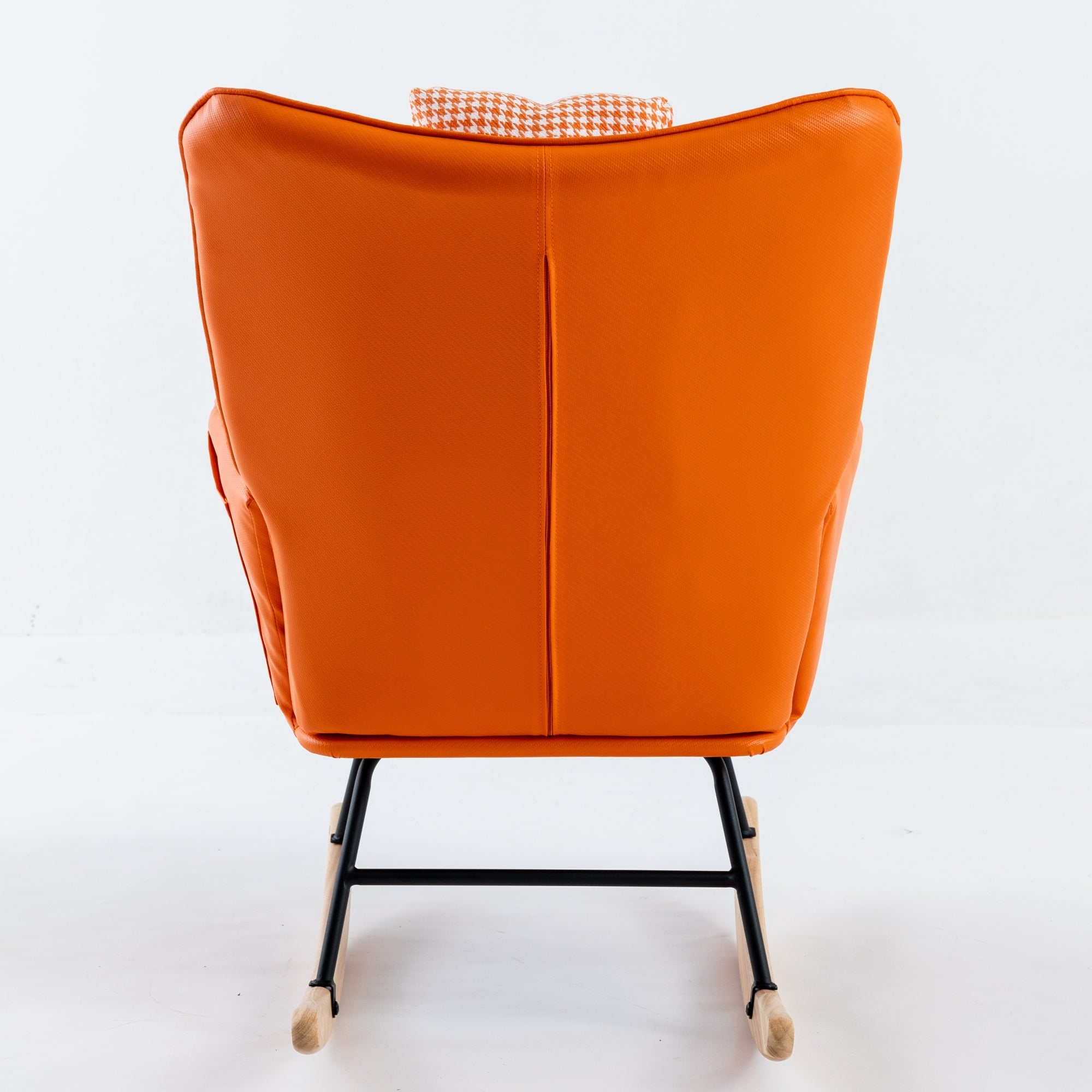 35.5 inch Rocking Chair Soft Houndstooth Fabric Leather Fabric Rocking Chair  (orange)