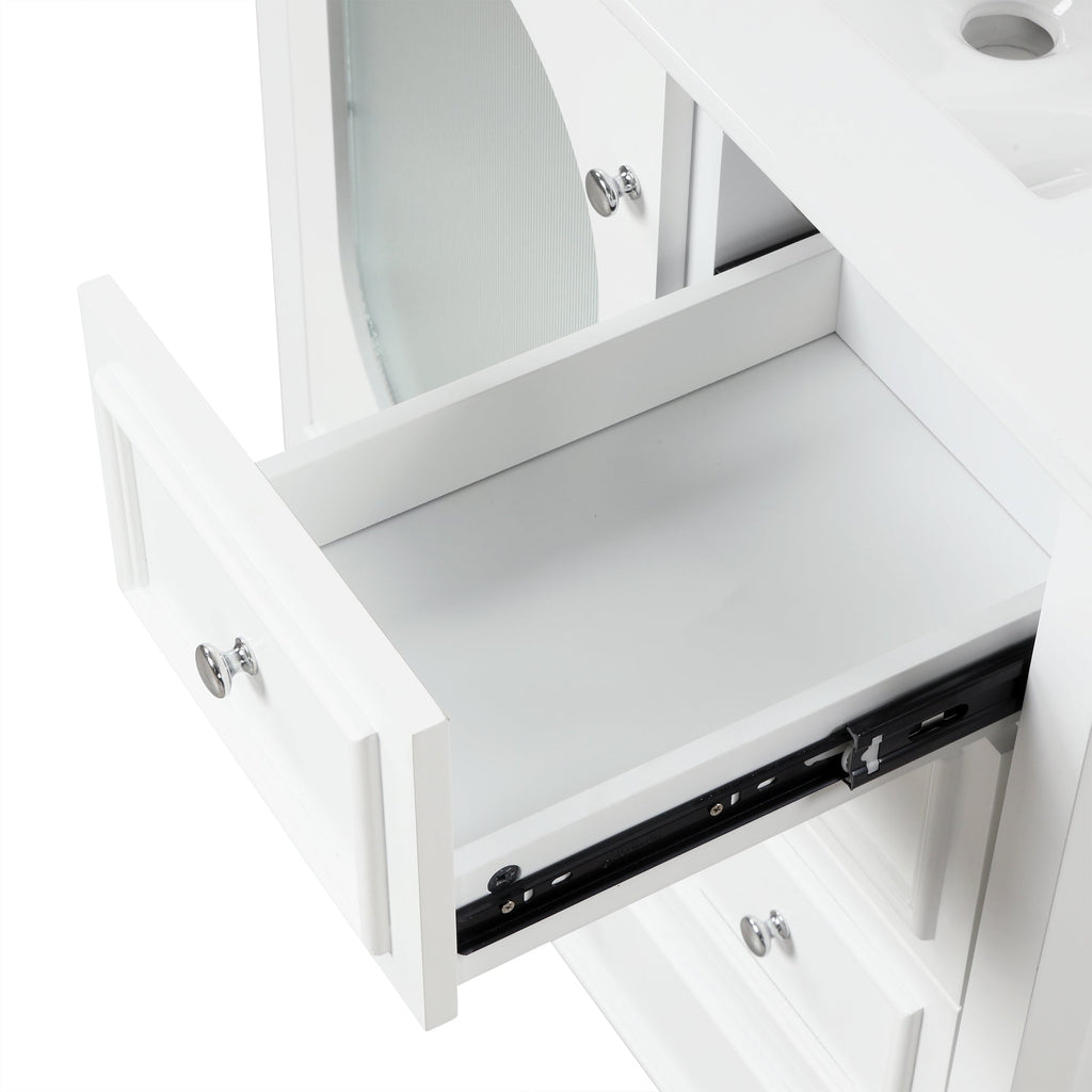 30" Bathroom Vanity with Sink, Bathroom Vanity Cabinet with Three Drawers and Door, Solid Wood and MDF, White