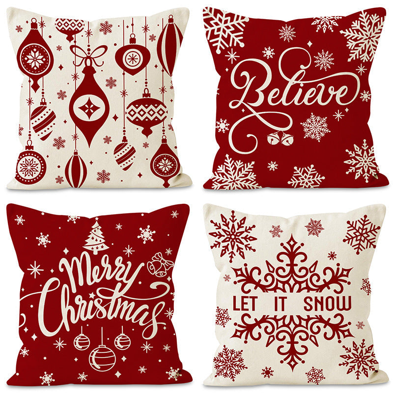 Christmas red ball pillow cover Christmas holiday themed home decoration pillowcase linen waist pillow