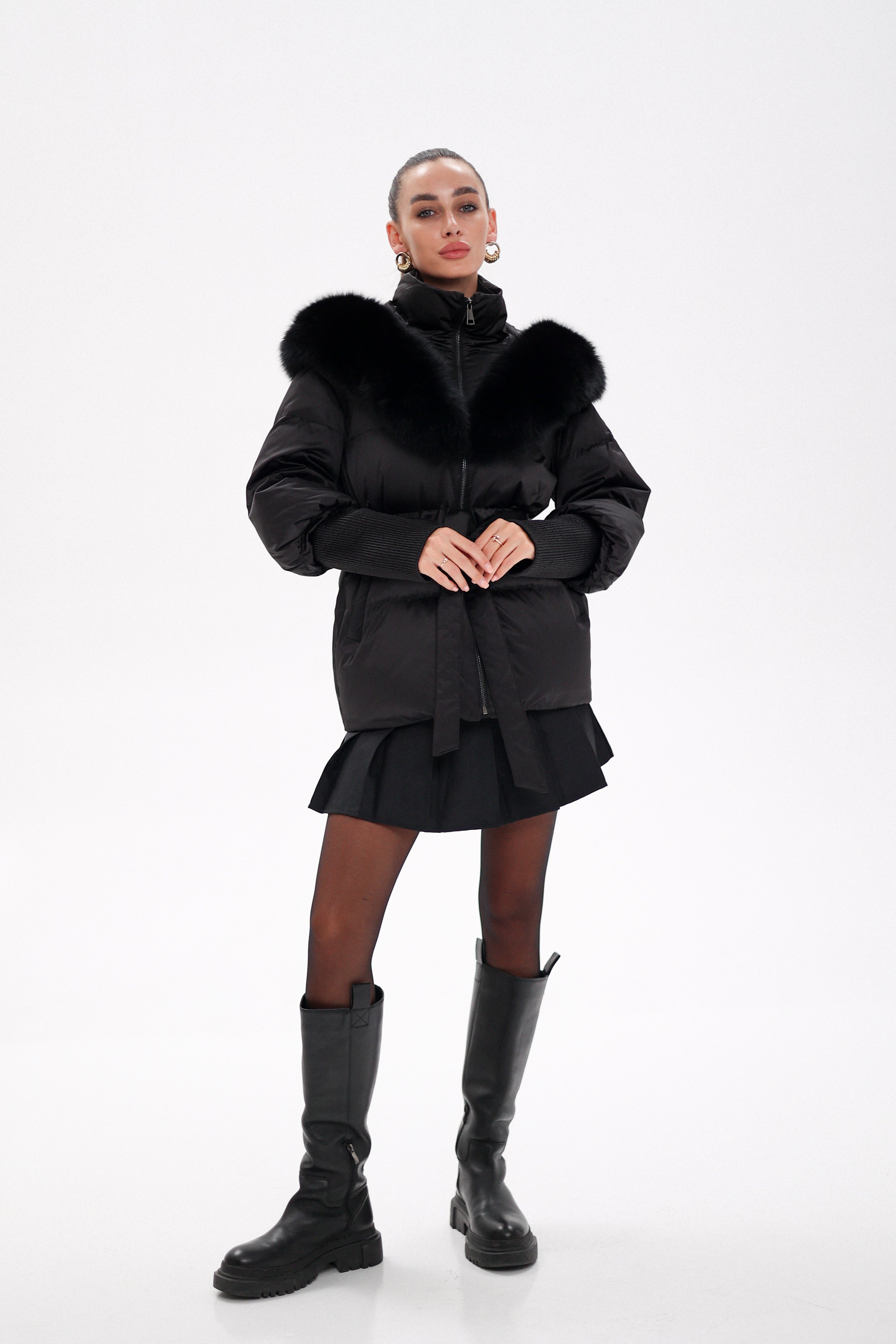 Pre-Order. Re-Stock Ships October 20. Amanda Genuine Fur Trim Down Fill Coat