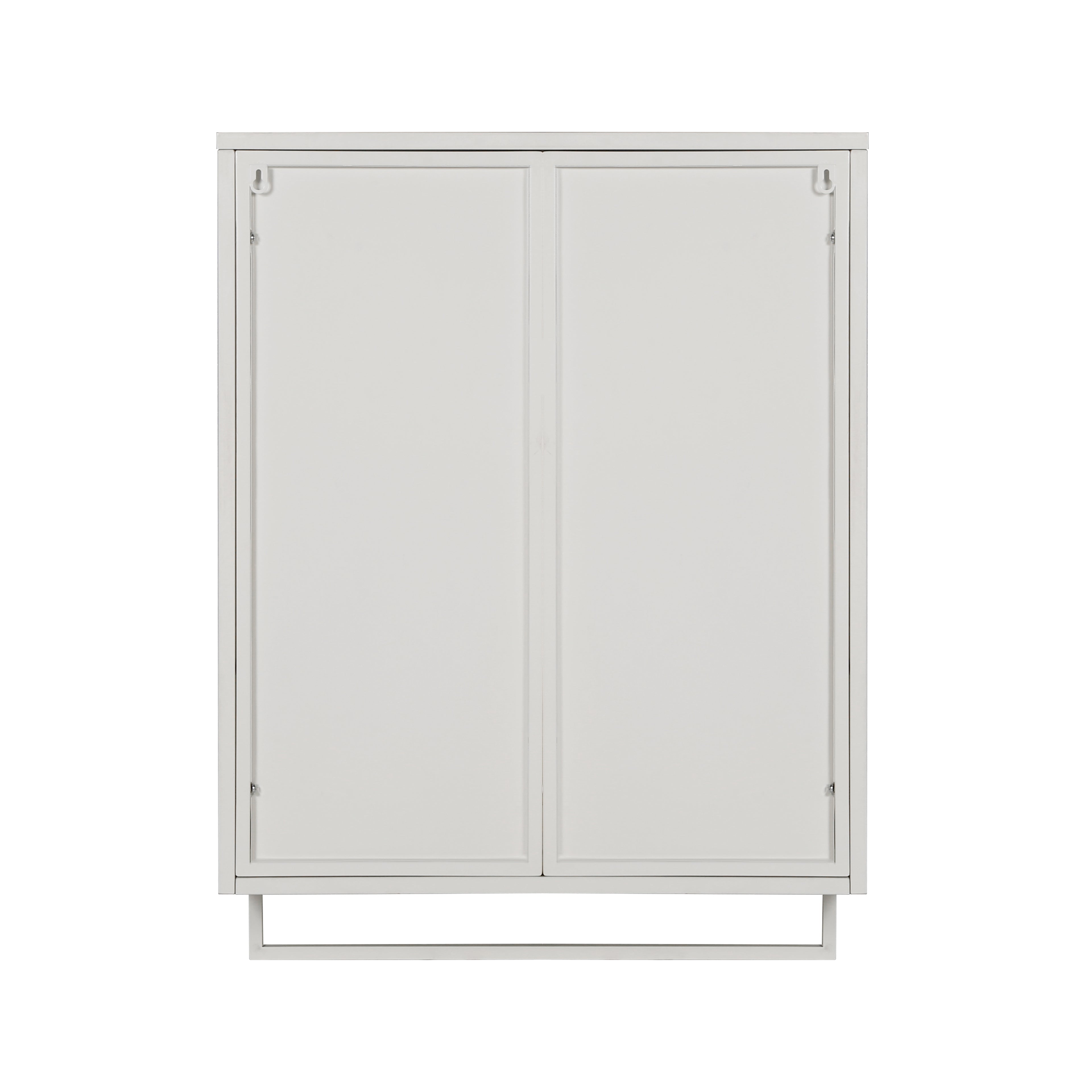 23.62"Glass Doors Modern Two-door Wall Cabinet with Featuring Two-tier Enclosed Storage an Open Shelf and Towel Rack