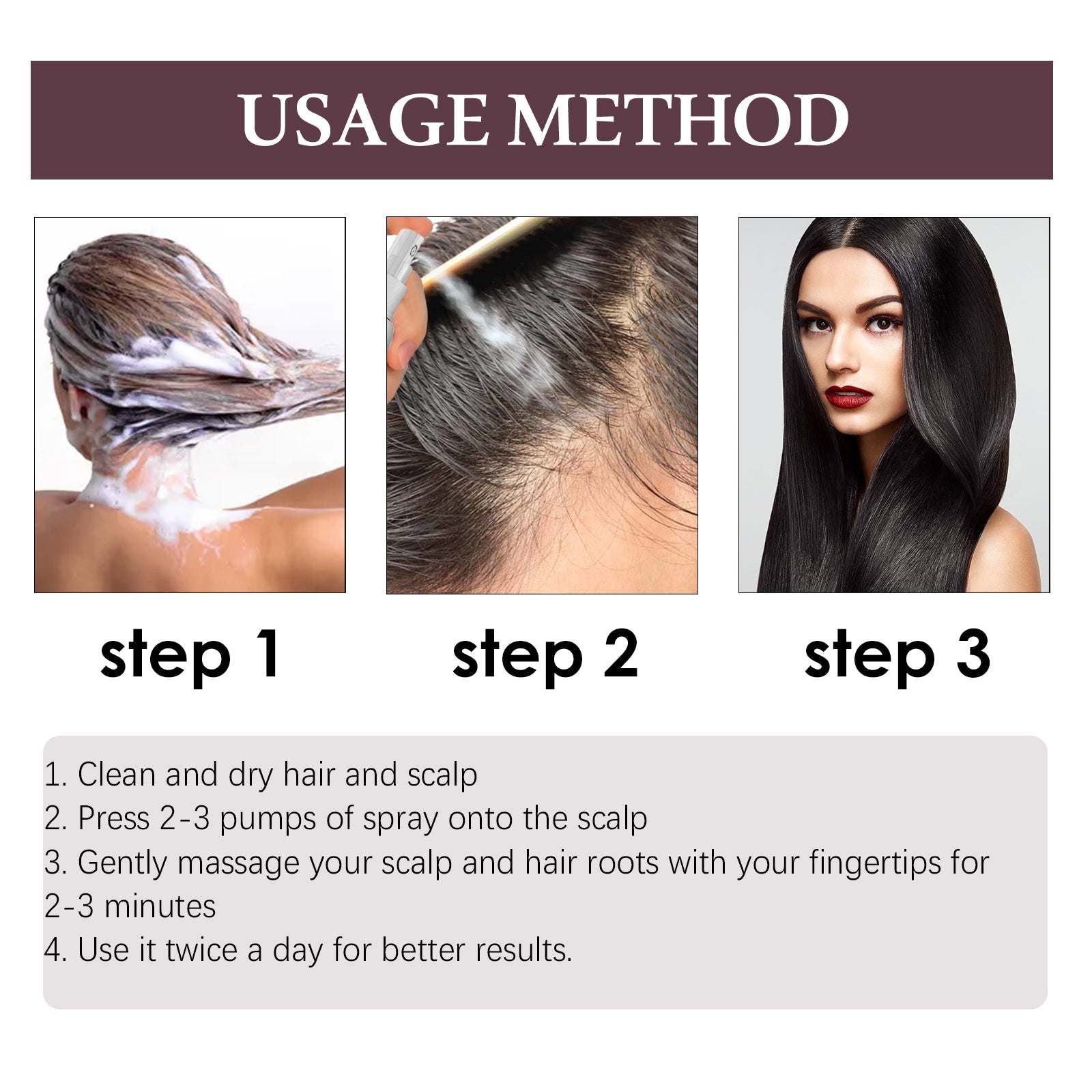 Black Hair Spray, Nourishes Black Hair And Covers White Hair Soft Natural Glossy Hair Spray