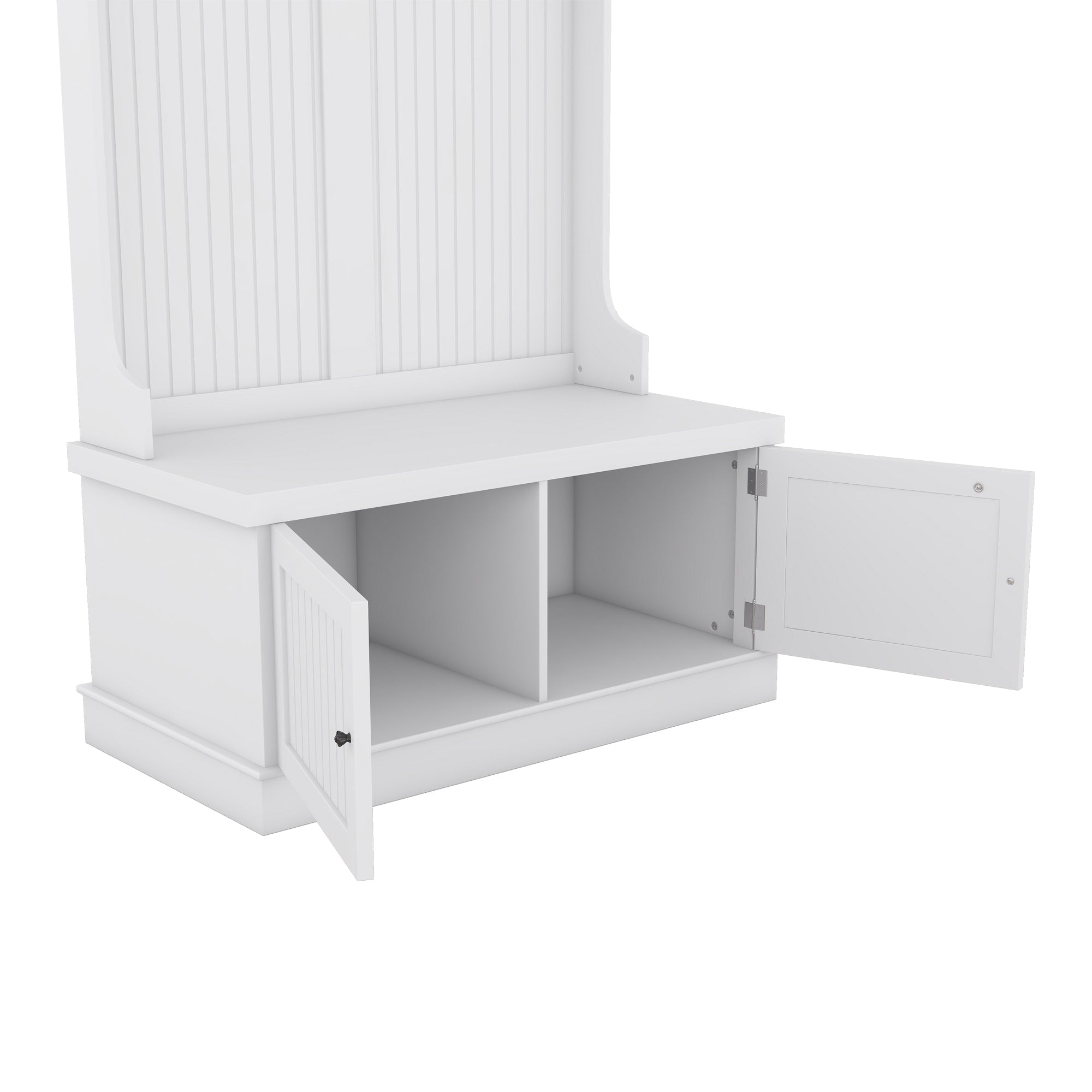 Hall Tree with Storage Shoe Bench for Entryway and Hallway 4-in-1 Design Coat Racks with 4 Hooks for Living Room White