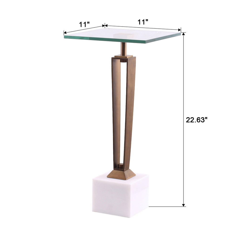 11" Modern Martini Table with White Marble
