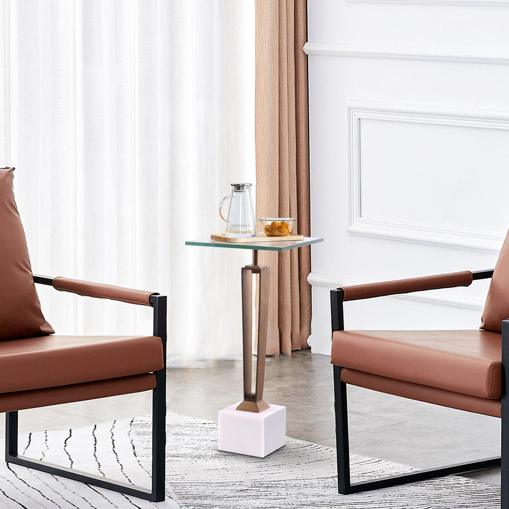11" Modern Martini Table with White Marble