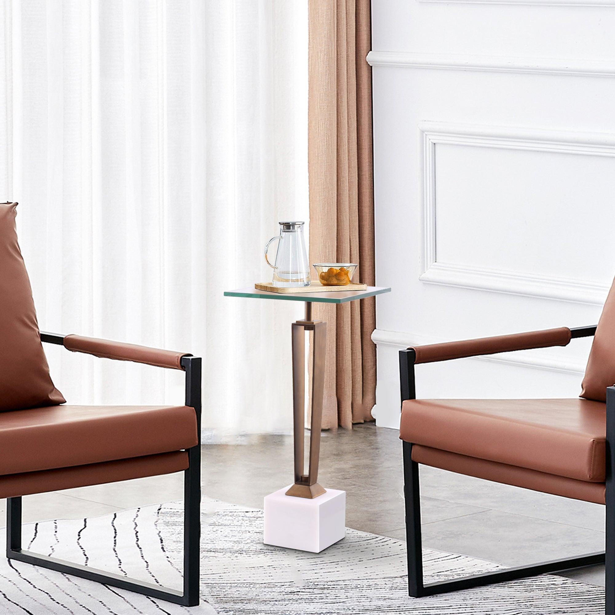 11" Modern Martini Table with White Marble