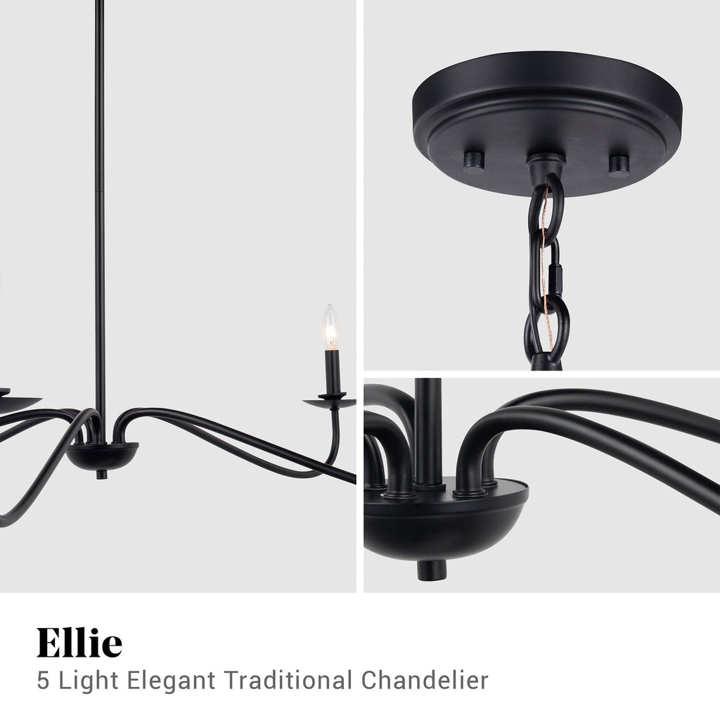 Ellie 5-Light Elegant Industrial Dimmable Chandelier