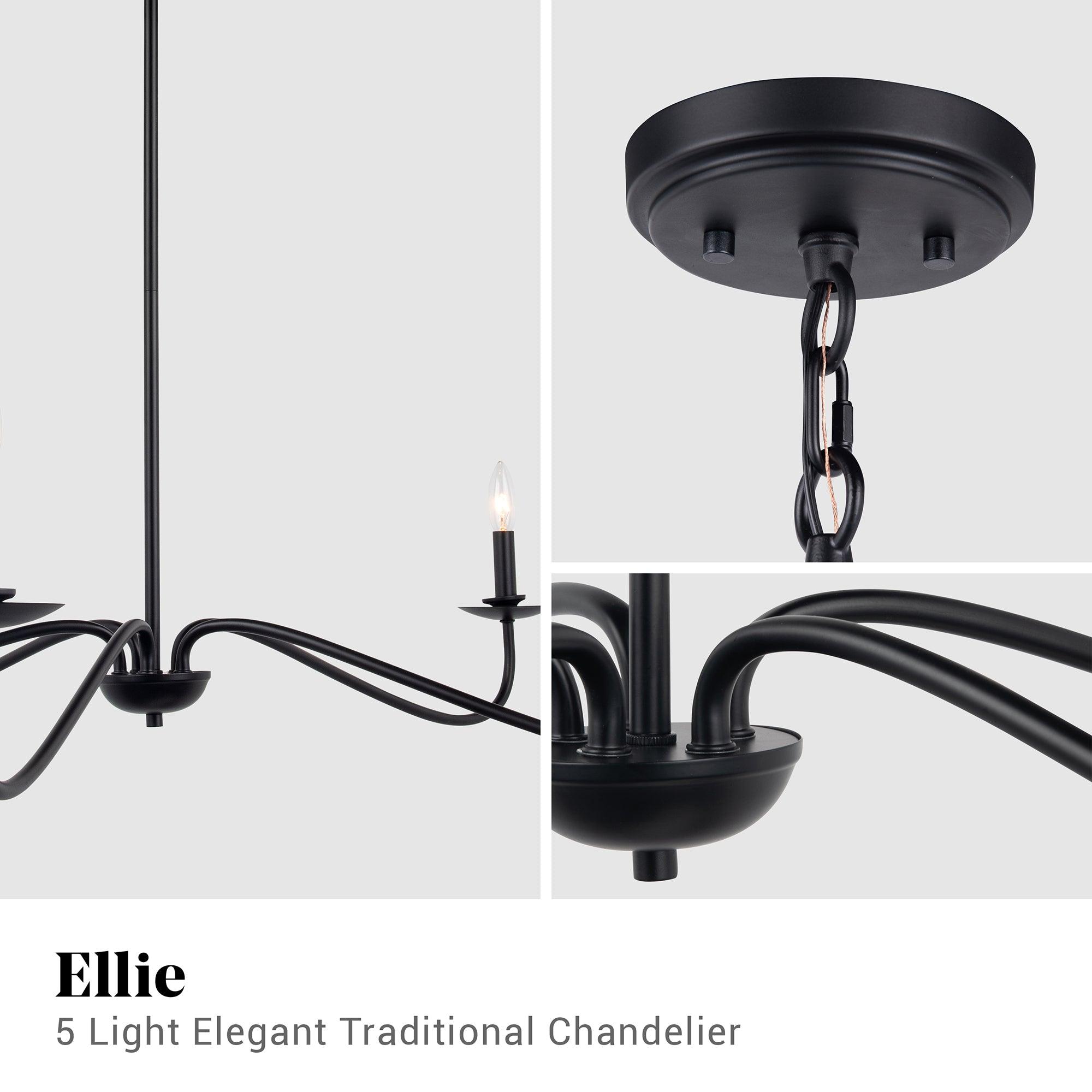 Ellie 5-Light Elegant Industrial Dimmable Chandelier