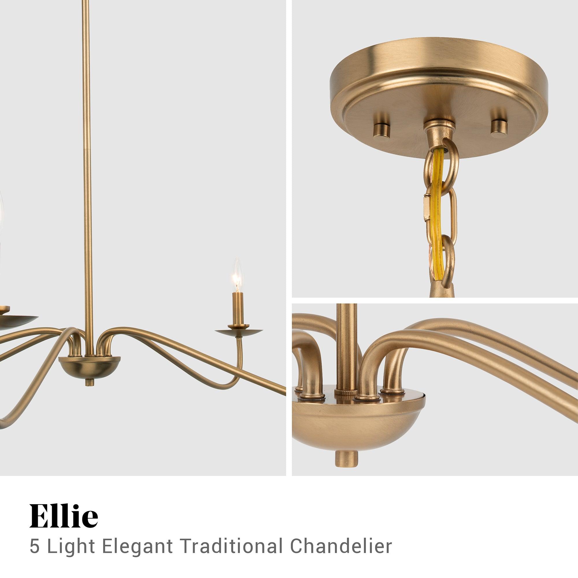 Ellie 5-Light Elegant Industrial Dimmable Chandelier
