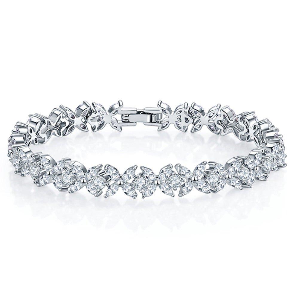 Elegant Round and Marquise Cut Tennis Bracelet with AAA+ Cubic Zirconia