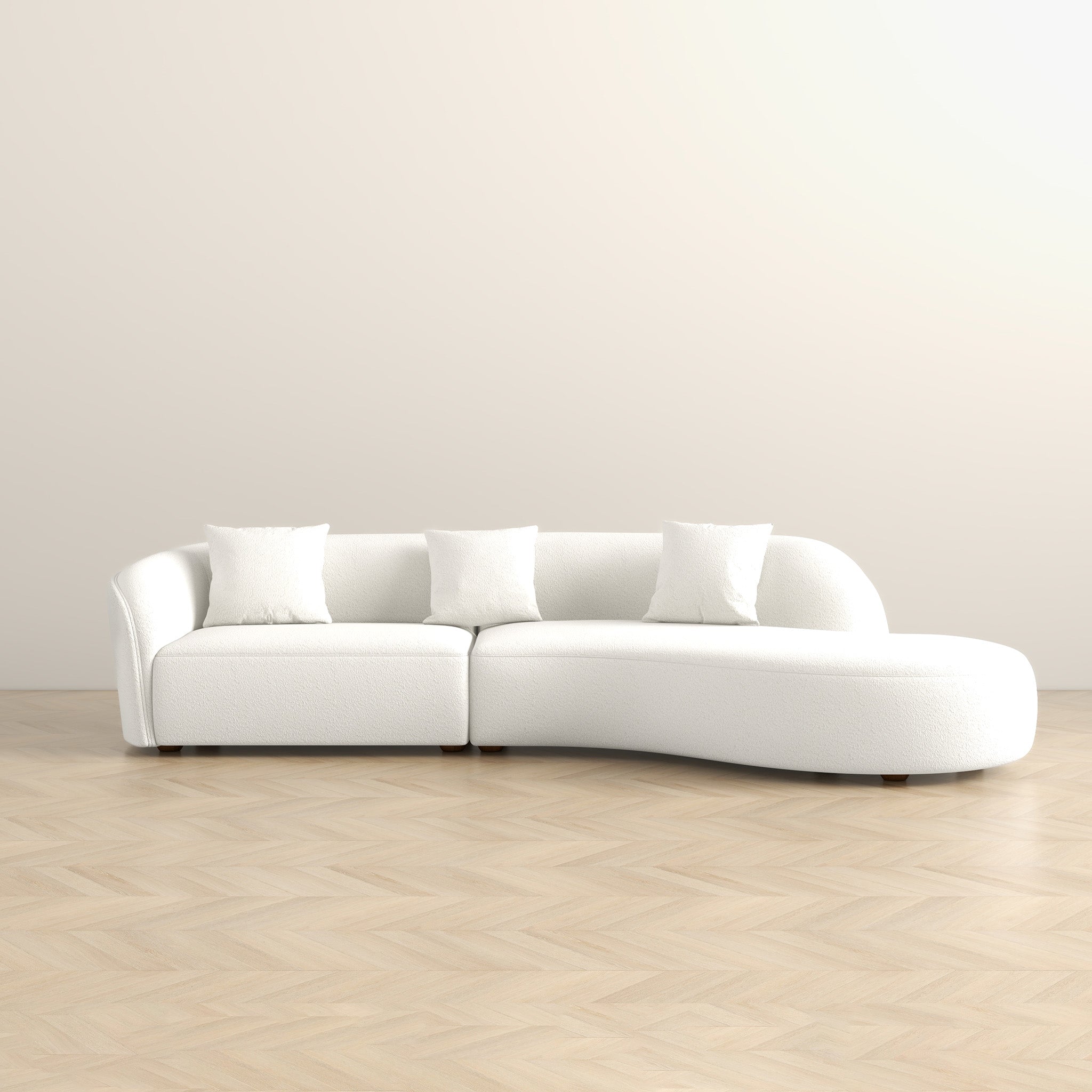 Elijah Japandi Style Curvy Sectional Sofa 133" – Designer Sofa – Curat
