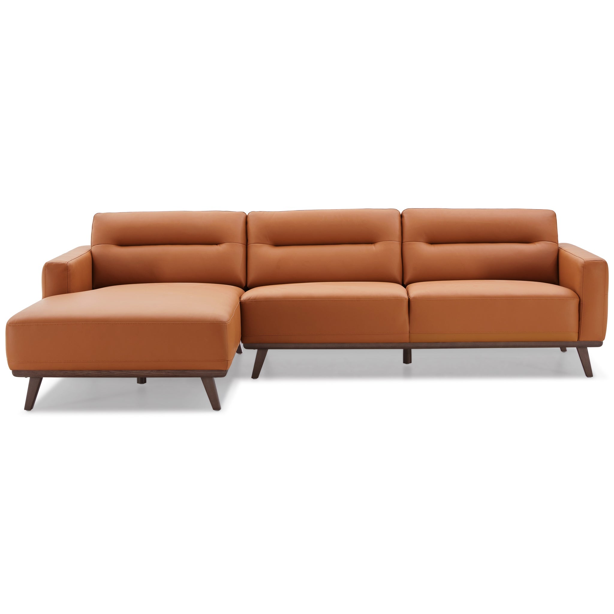 Ella L-Shaped Cognac PU Leather Left Sectional Couch – Designer Sofa –