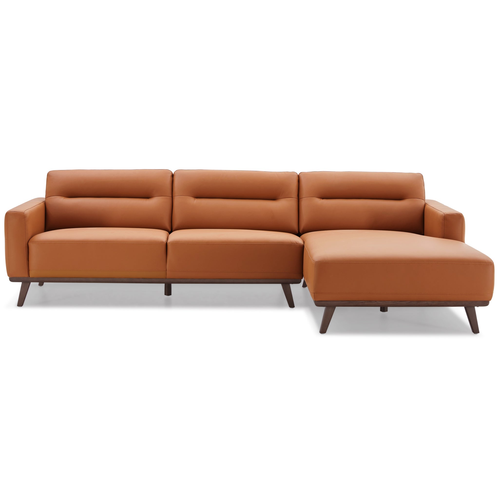 Ella L-Shaped Cognac PU Leather Right Sectional Couch – Designer Sofa 