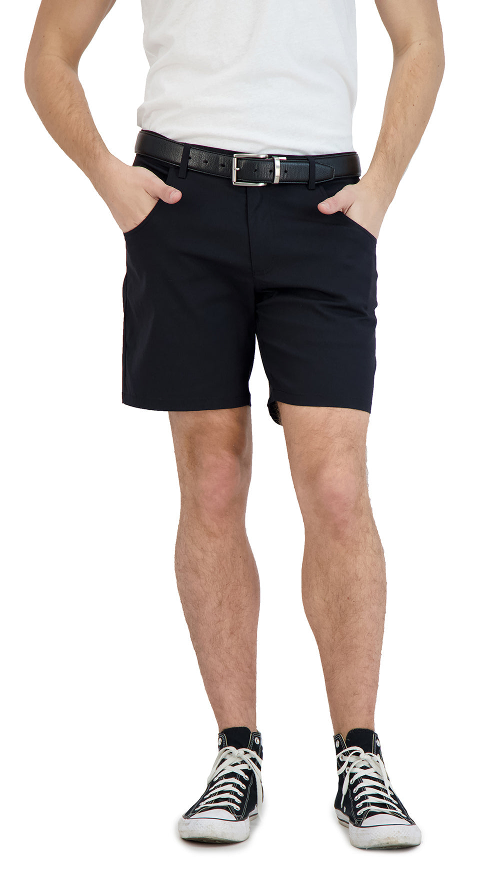Everyday Stretch Shorts with a Comfortable Built-In Liner - Denim Style- Black