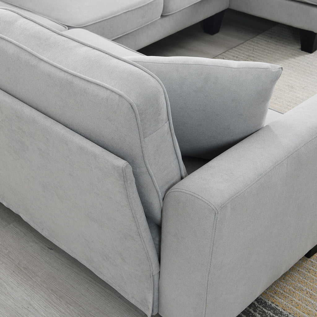 [VIDEO provided] [New] 108*85.5" Modern U Shape Sectional Sofa 7 Seat Fabric Sectional Sofa Set