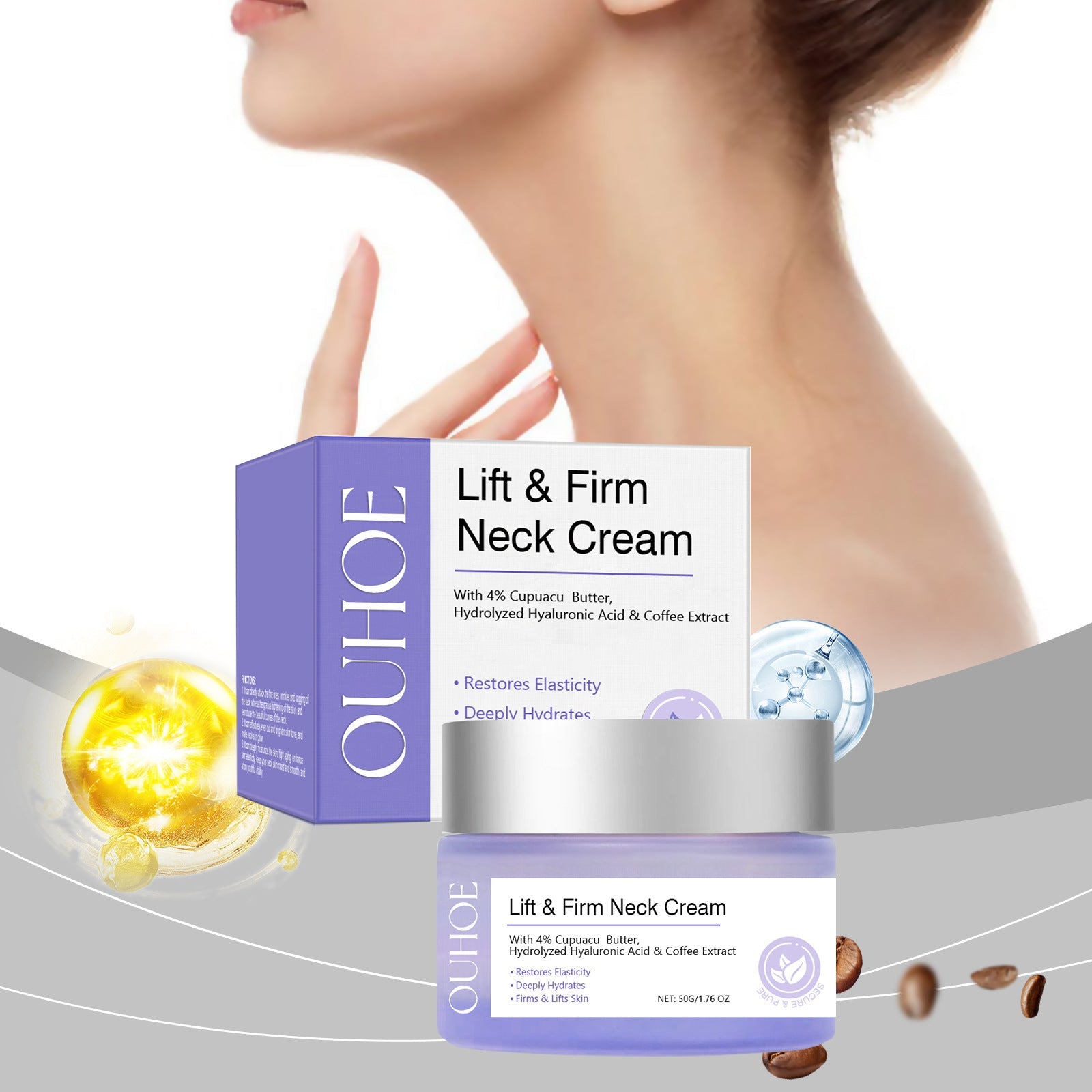 OUHOE Neck Cream - Hydrating, Moisturizing, and Refreshing Skin Care Lotion for Neck and Body