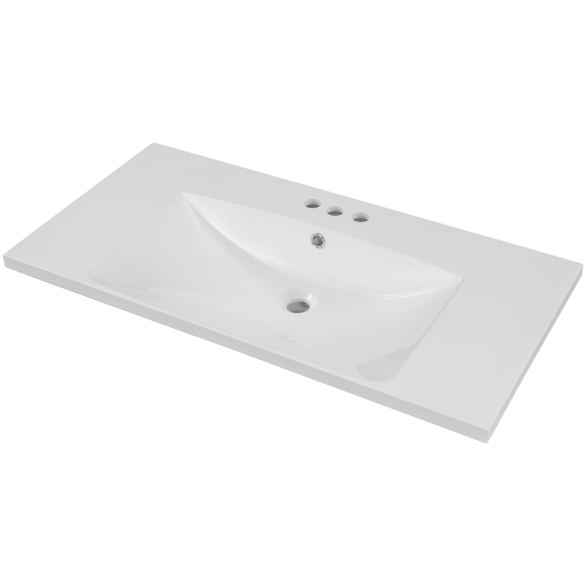 36" Single Bathroom Vanity Top with White Basin  3-Faucet Holes Ceramic  White
