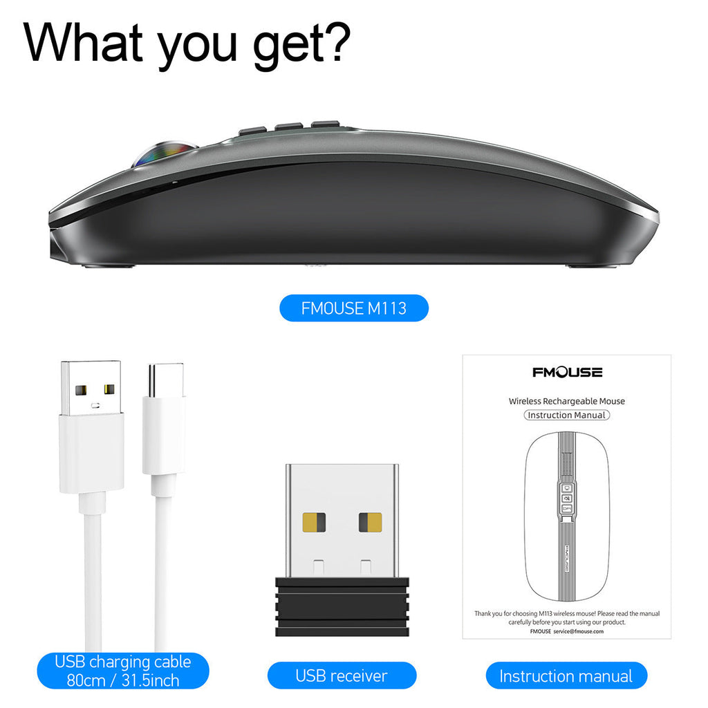 Wireless Mouse Bluetooth Dual Mode 2.4G/BT5.1 Silent Mouse 2400DPI PC Notebook Business Office