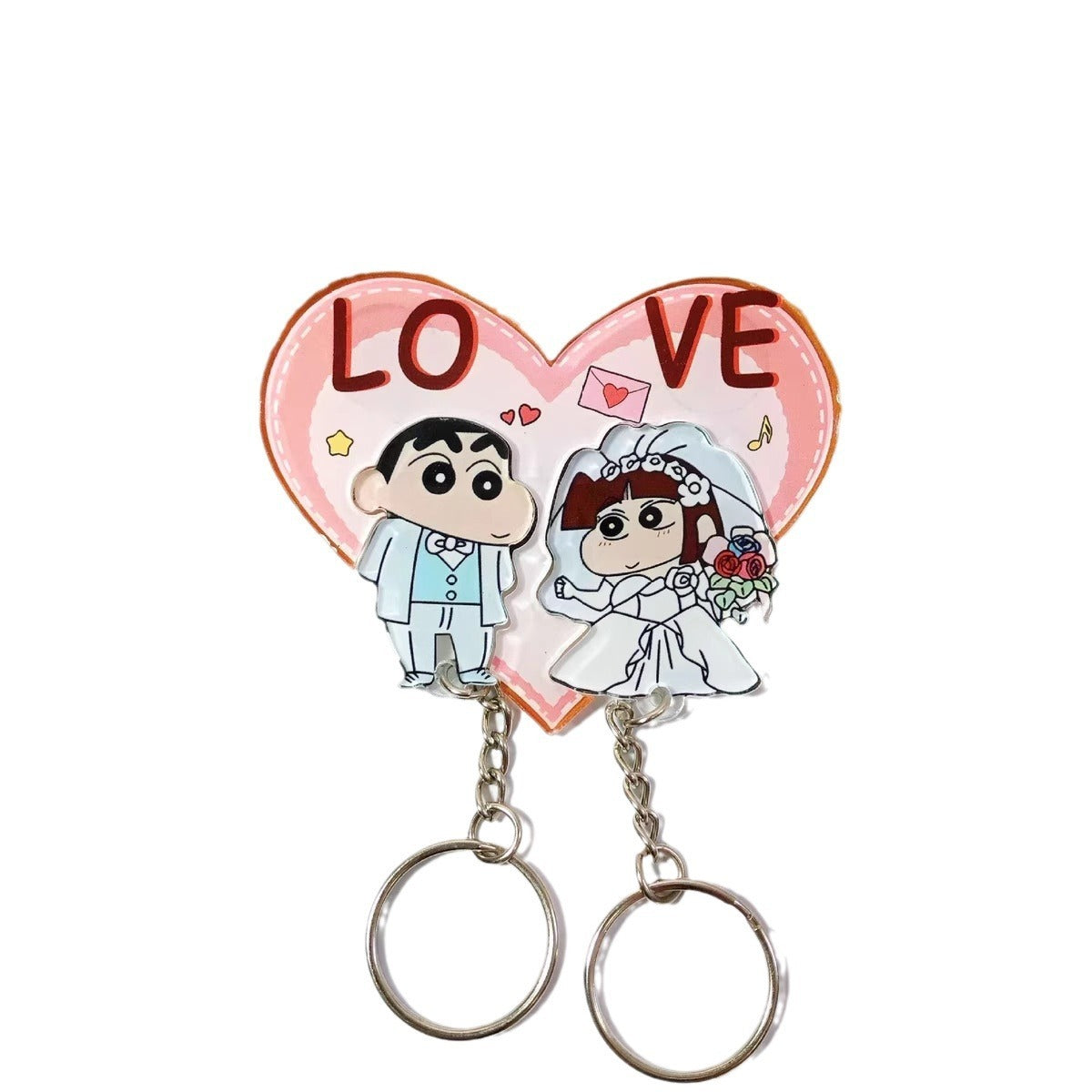 Crayon Shin chan couple keychain refrigerator sticker Simpson family flying house travel notes mobile castle couple pendant