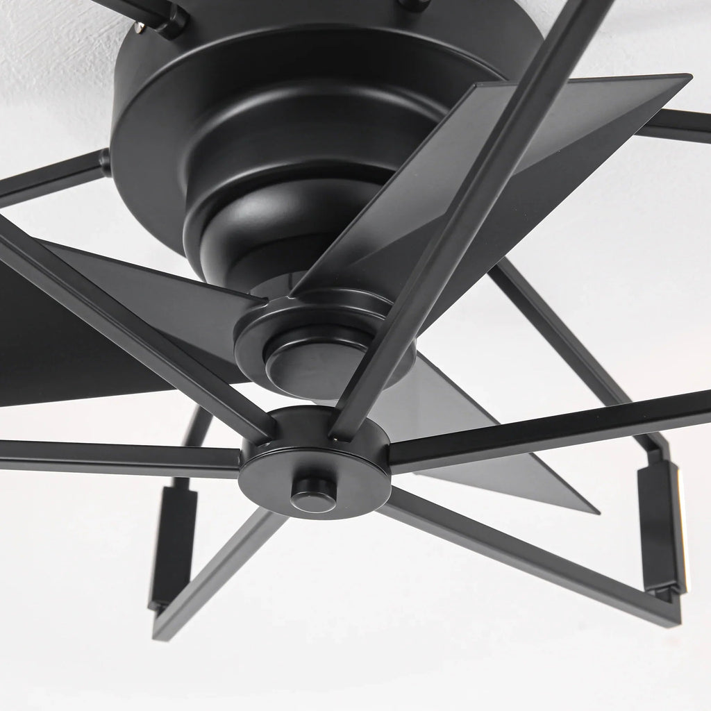 21 Inch Wade Black Industrial Flush Mount LED Ceiling Fan