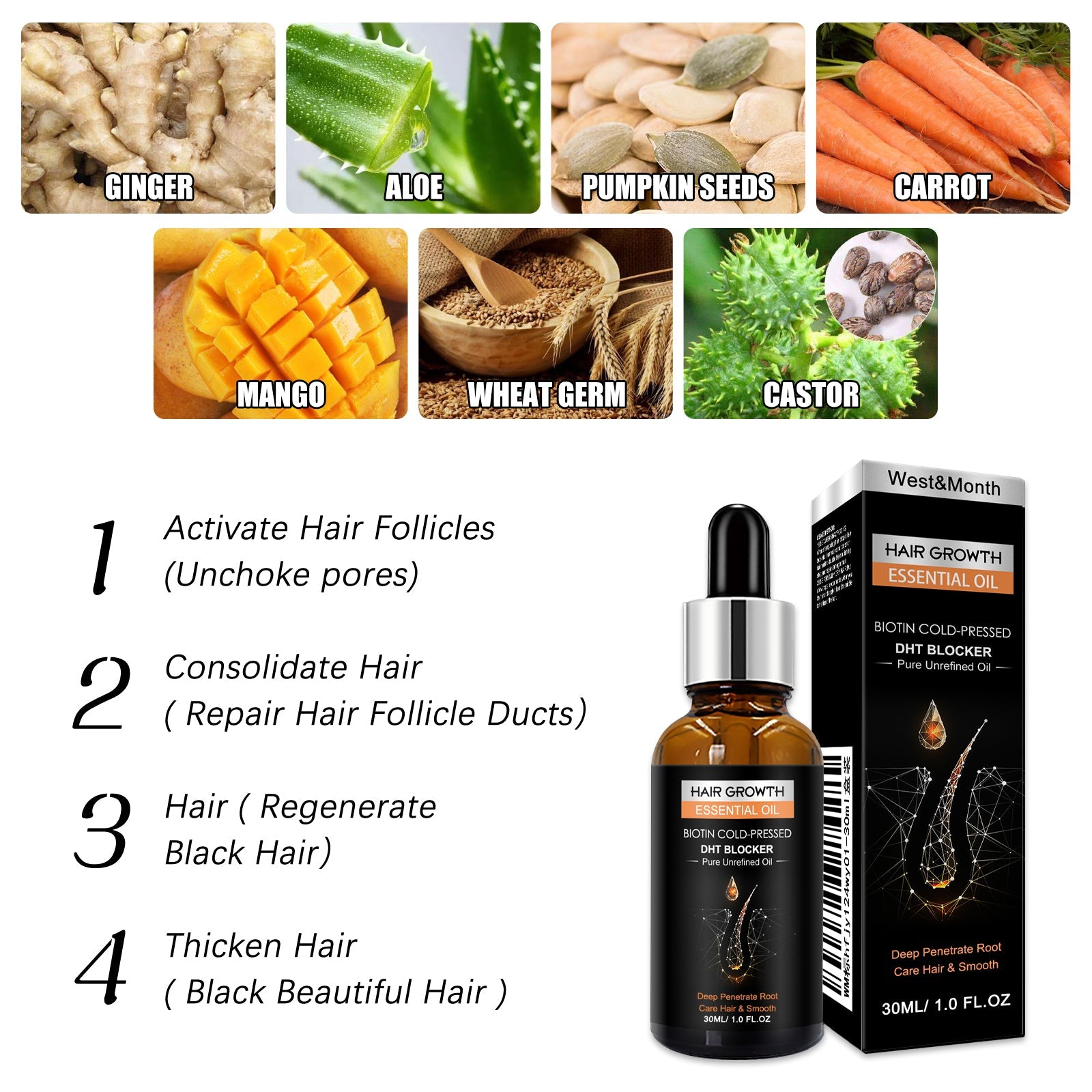 Hair Growth Essential Oil, Dense Hair Growth Repair Dry Hair And Moisture Hair Essence