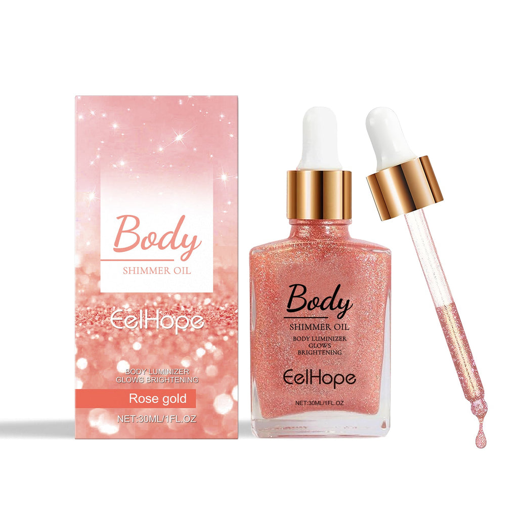 Body Glitter Oil, Facial Body Liquid Highlighter Moisturizer Easy To Apply Party Focus Brightening