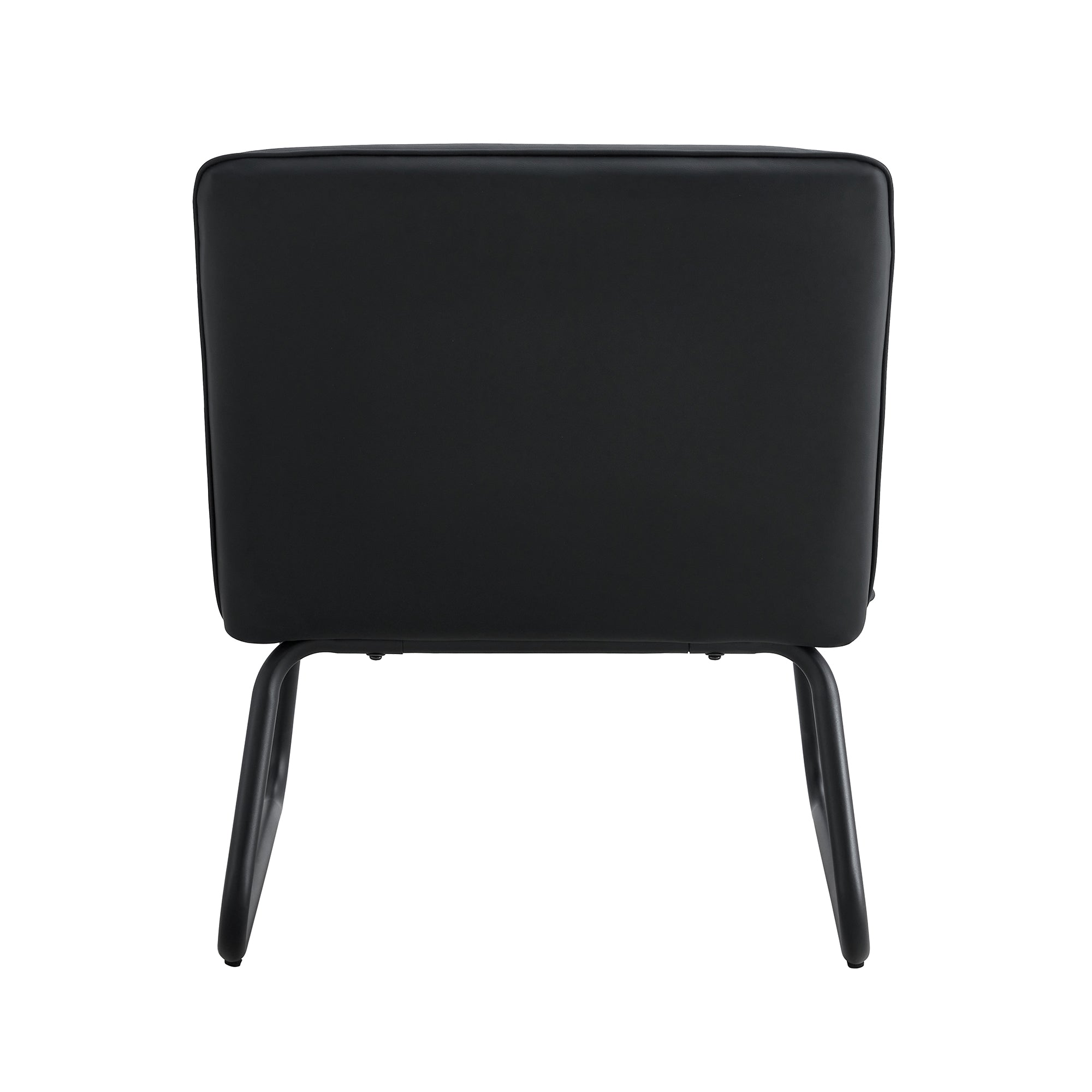 Black minimalist armless sofa chair with PU backrest paired with black metal legs