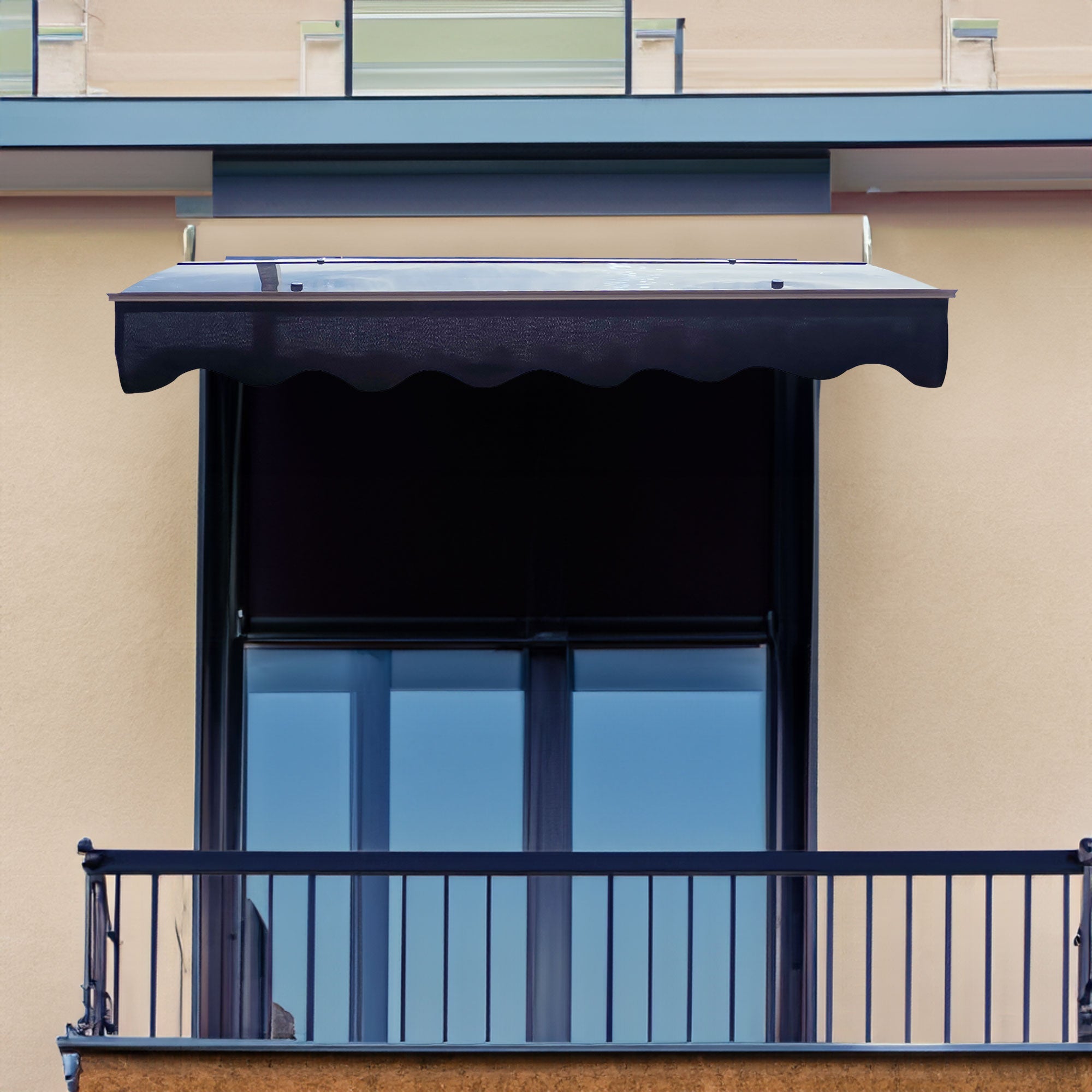 DA5934W Series Door Window Awning Canopy Made of 0.137 Inch Thick Crystal Solid Polycarbonate Sheet in size of 59" Wide x 34"