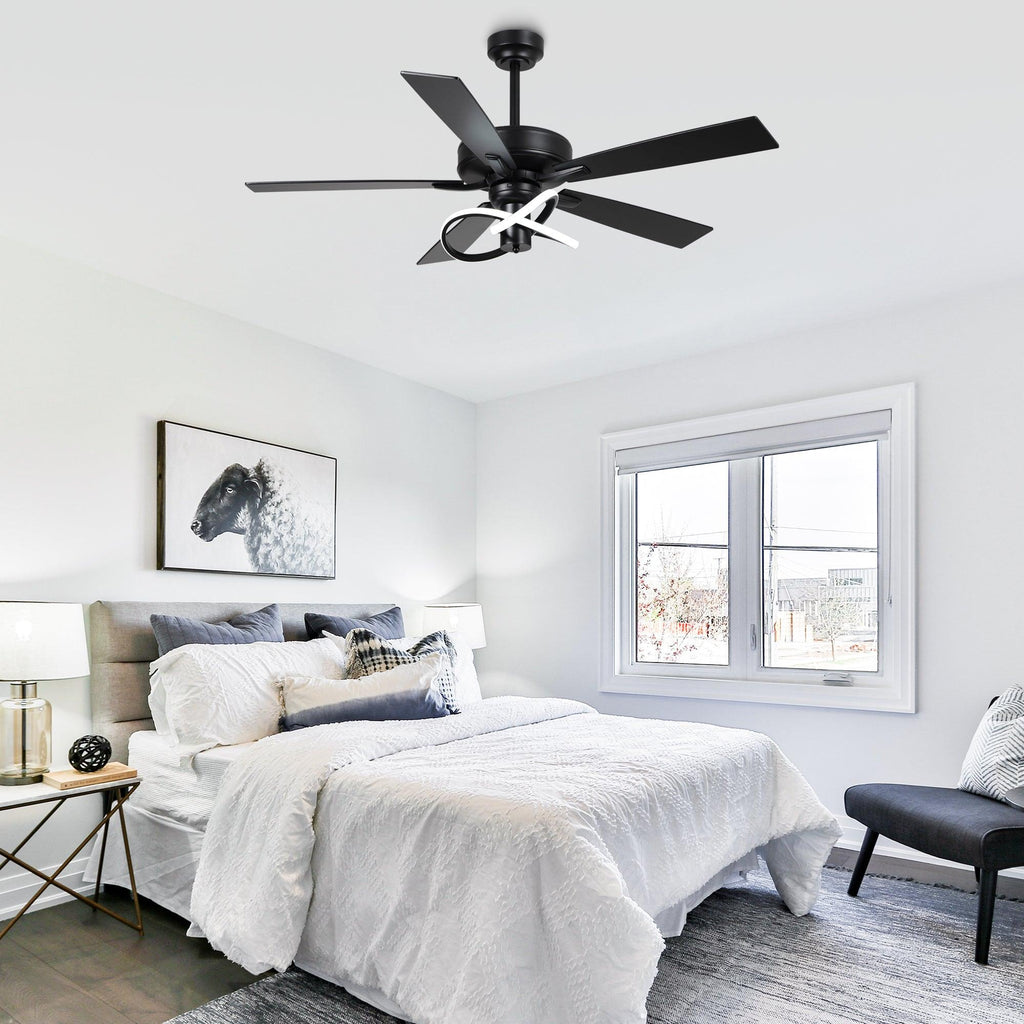 52 Inch Oregon DC Motor Modern Downrod Ceiling Fan with LED Light
