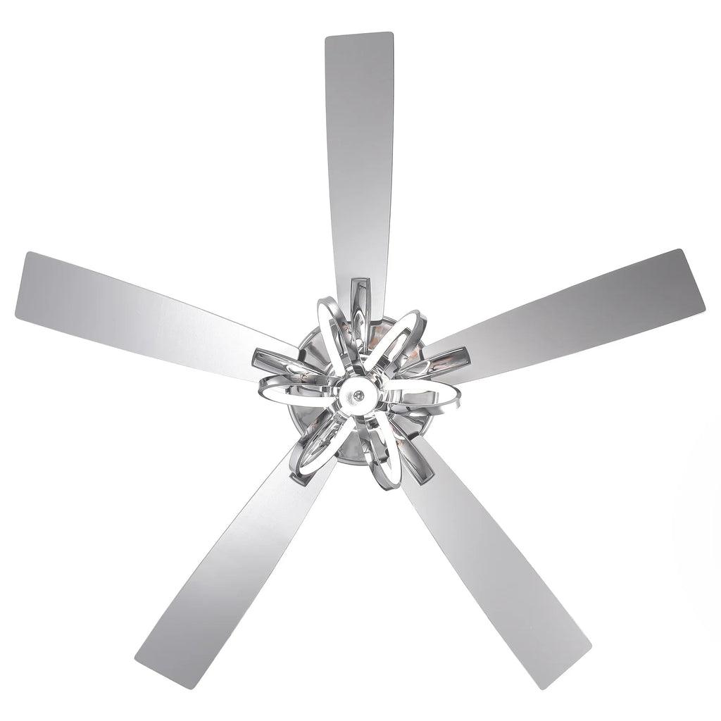 52 Inch Levi Double-sided Blades Downrod Mount LED Ceiling Fan with Remote Control