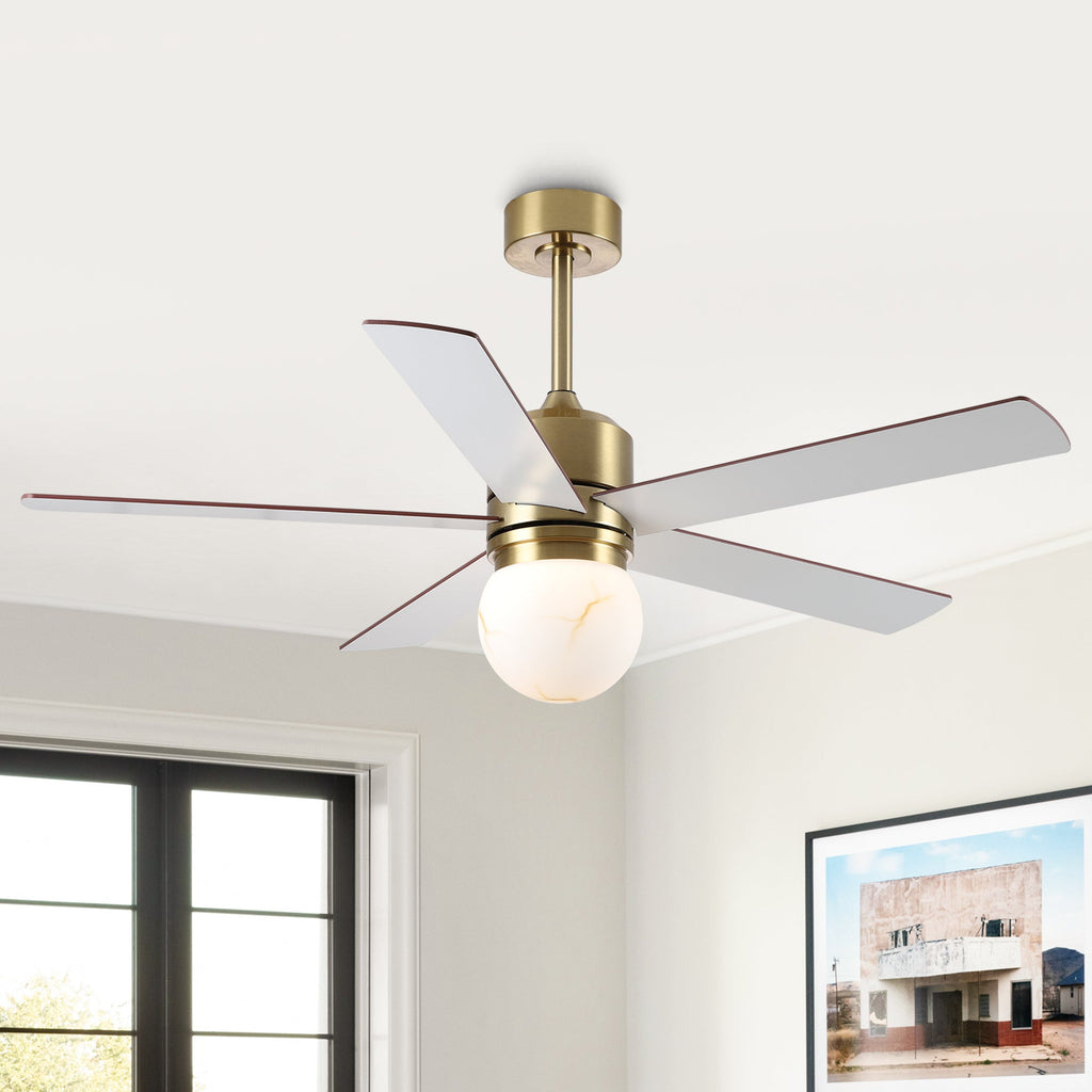 52 Inch Alva Double-sided Blades Downrod Mount LED Ceiling Fan with Remote Control