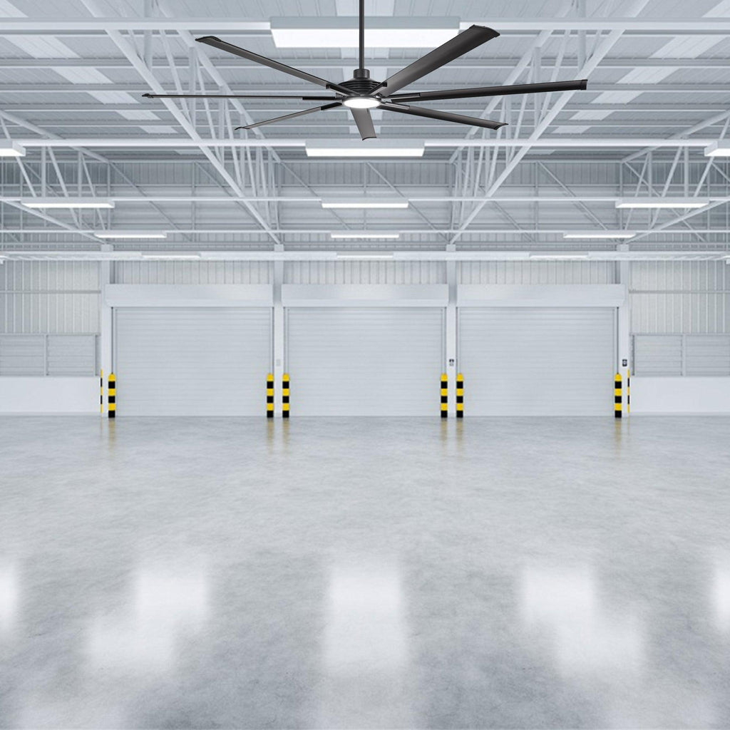 84 Inch 100 Inch Padus Black Large Size Ceiling Fan with Dimmable Lighting and Remote Control