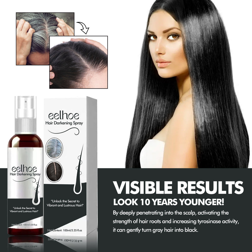 Hair Darkening Spray, Natural Black Hair Cover White Hair Smooth Shiny Moisturizing Dense Hair Conditioning Spray