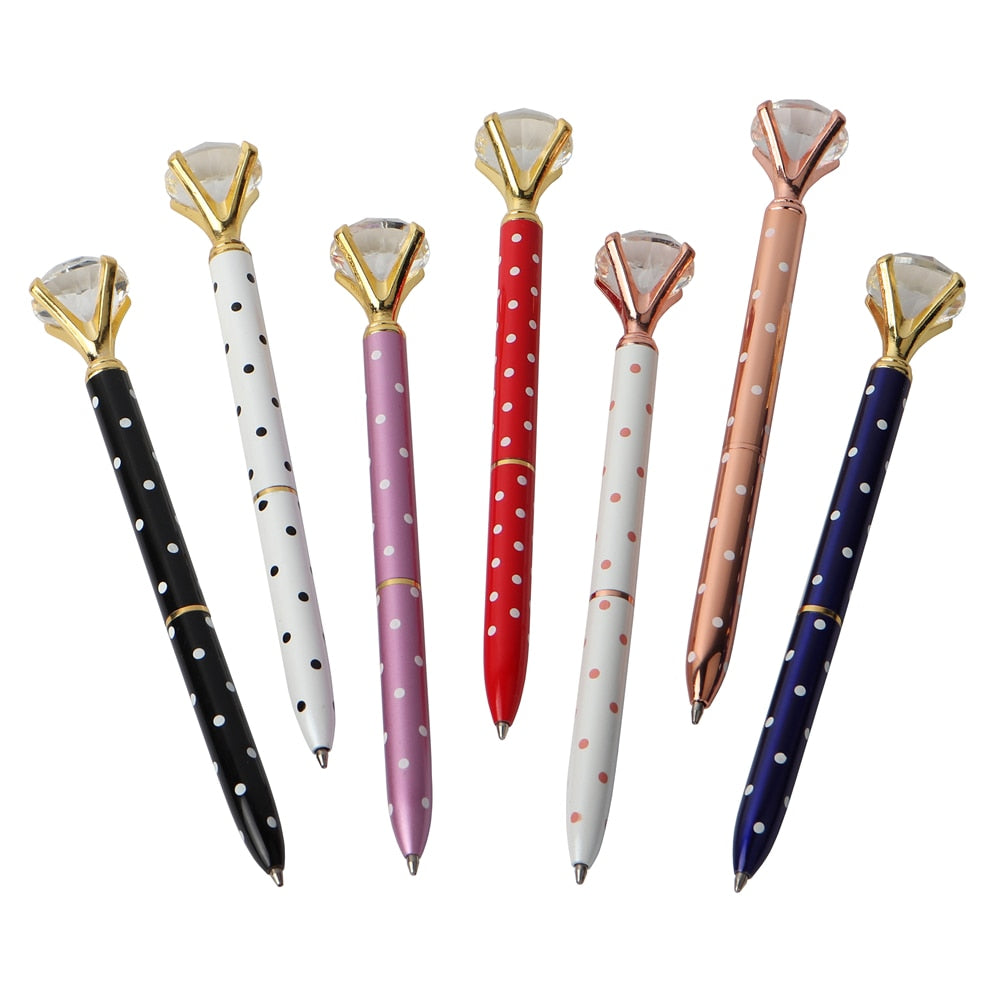 21Color Kawaii Ballpoint Pen Big Gem Metal Ball Pen With Large Diamond Blue And Black Magical Pen Fashion School Office Supplies