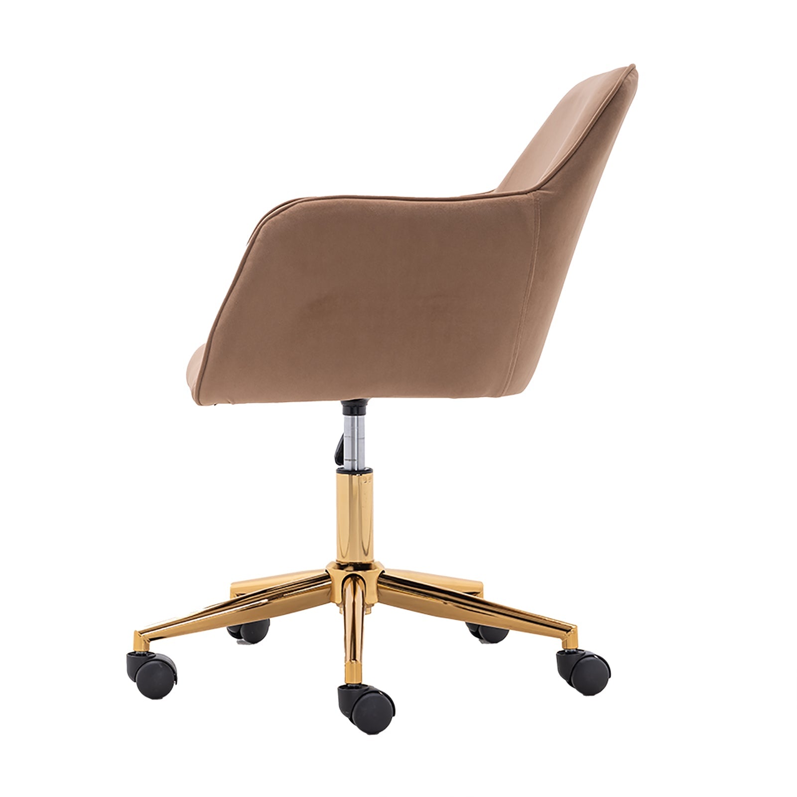 Modern Velvet Fabric Material Adjustable Height 360 revolving Home Office Chair Light Coffee Brown