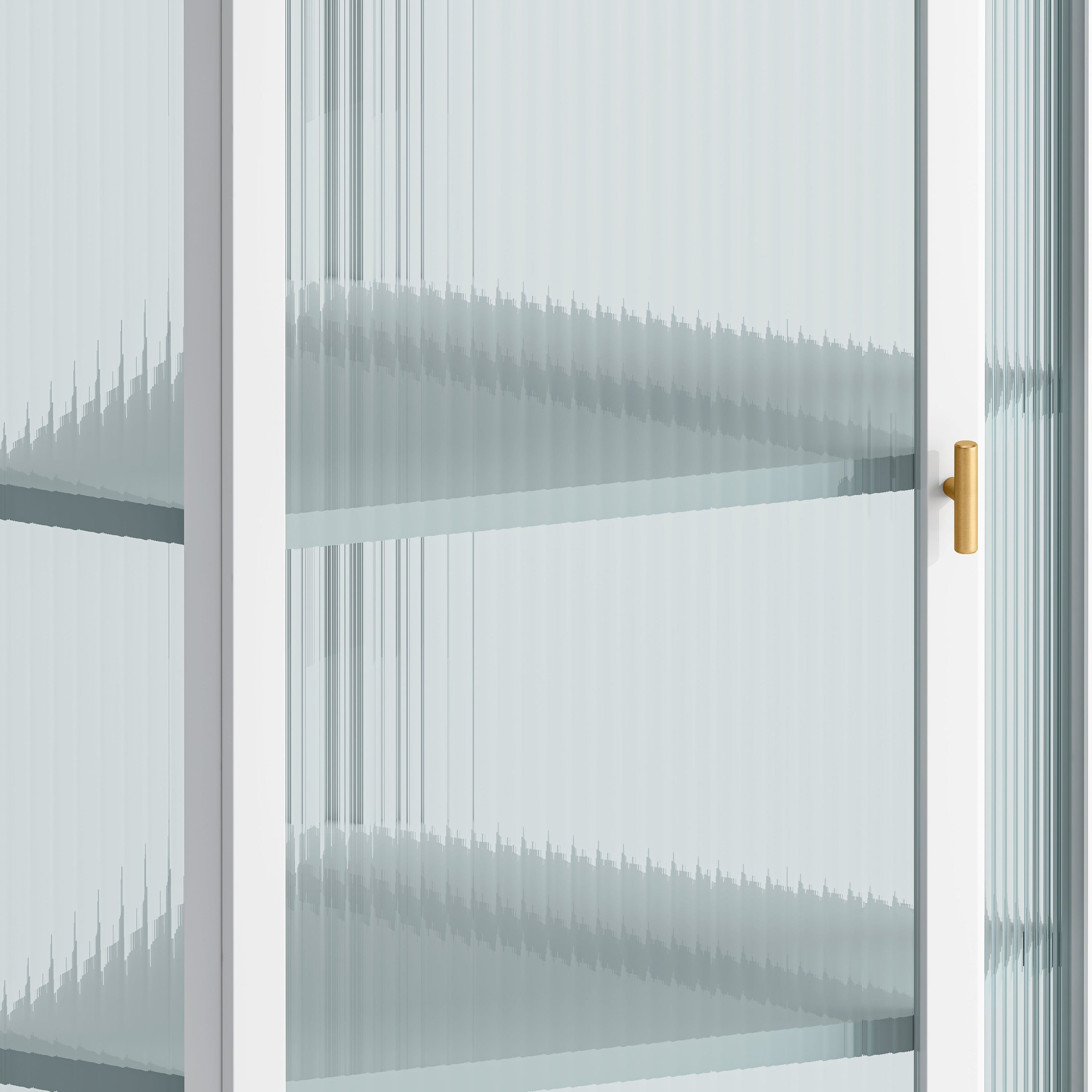 Glass Door Wall Mounted Corner Cabinet with Featuring Four-tier Storage  White
