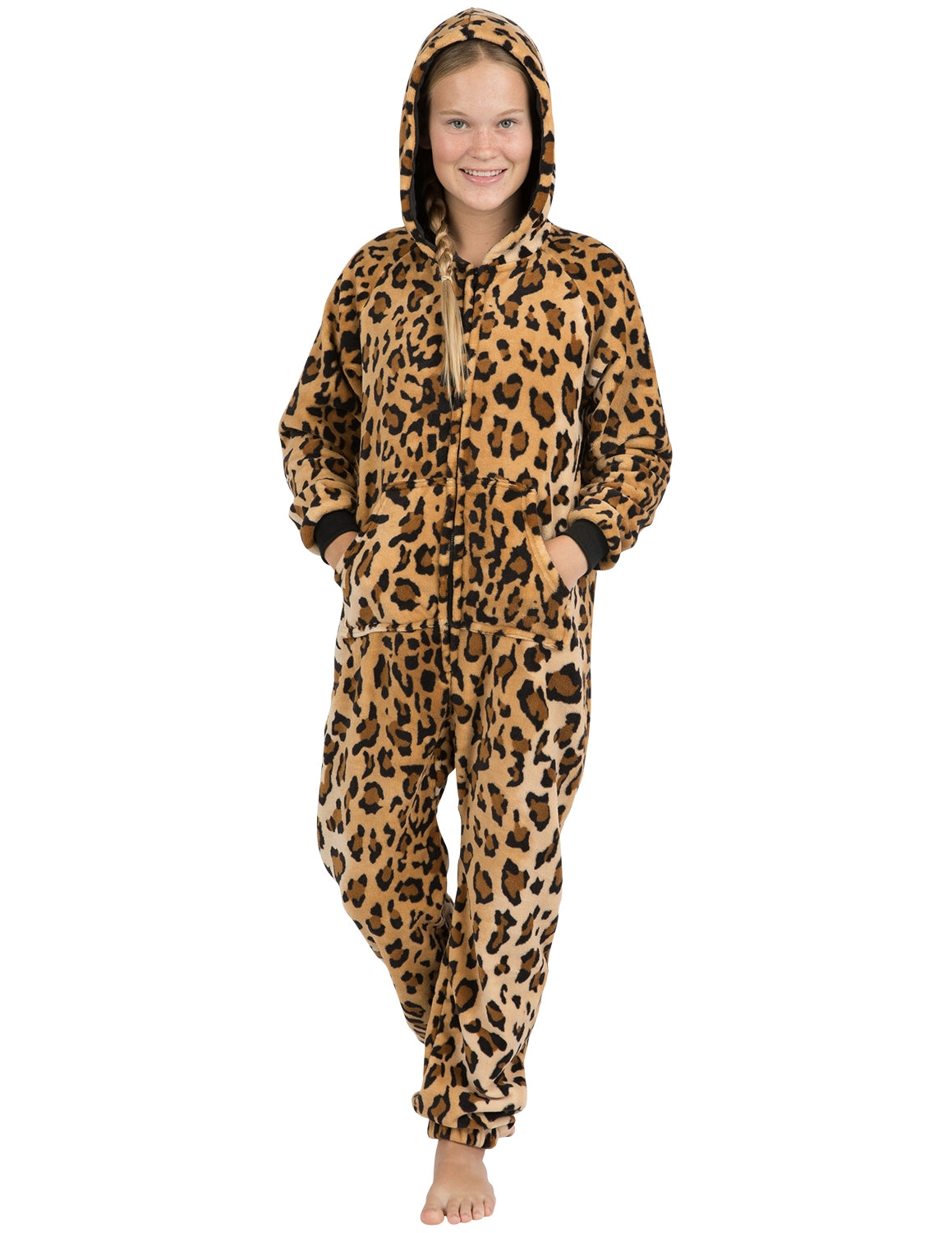 Cheetah Spots Kids Hoodie Footless Chenille