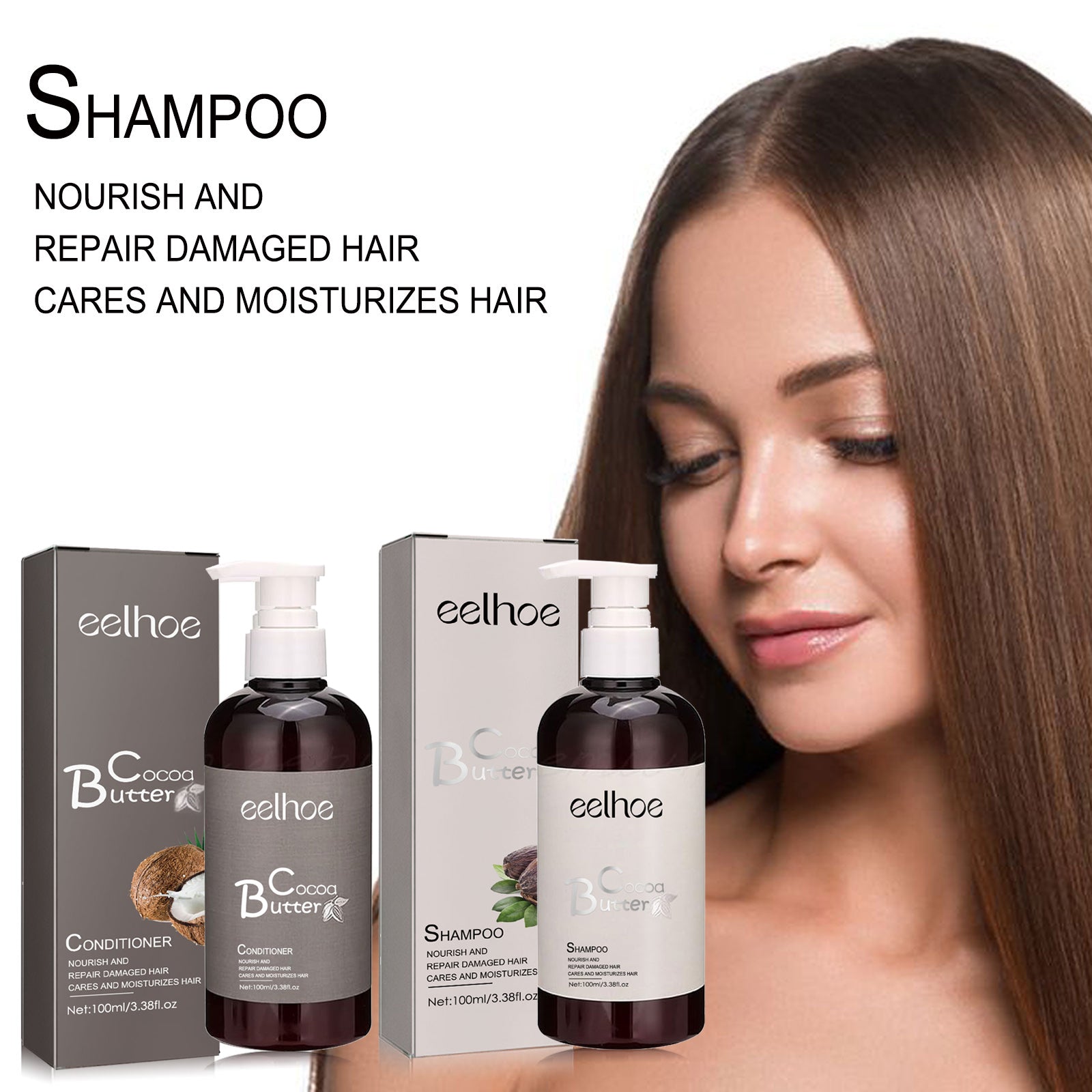 Smooth Shampoo Cocoa Butter Shampoo Conditioner Clean Smooth Hair Moisturizing Hair Treatment