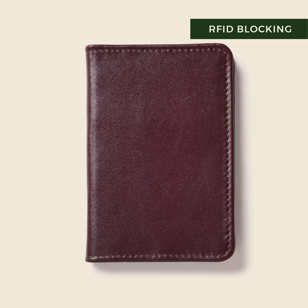 Compact Bifold Wallet with RFID Protection - Burgundy