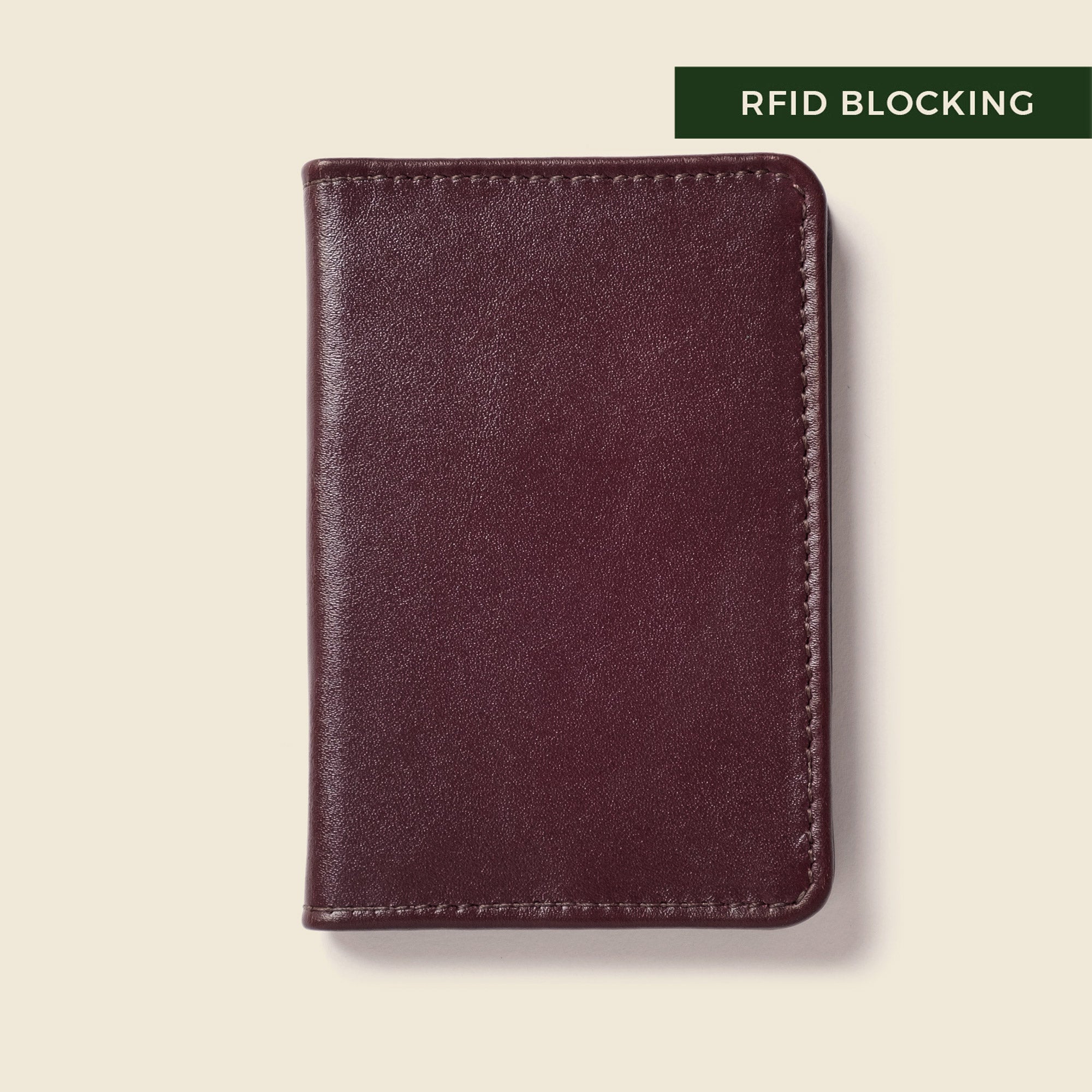 Compact Bifold Wallet with RFID Protection - Burgundy