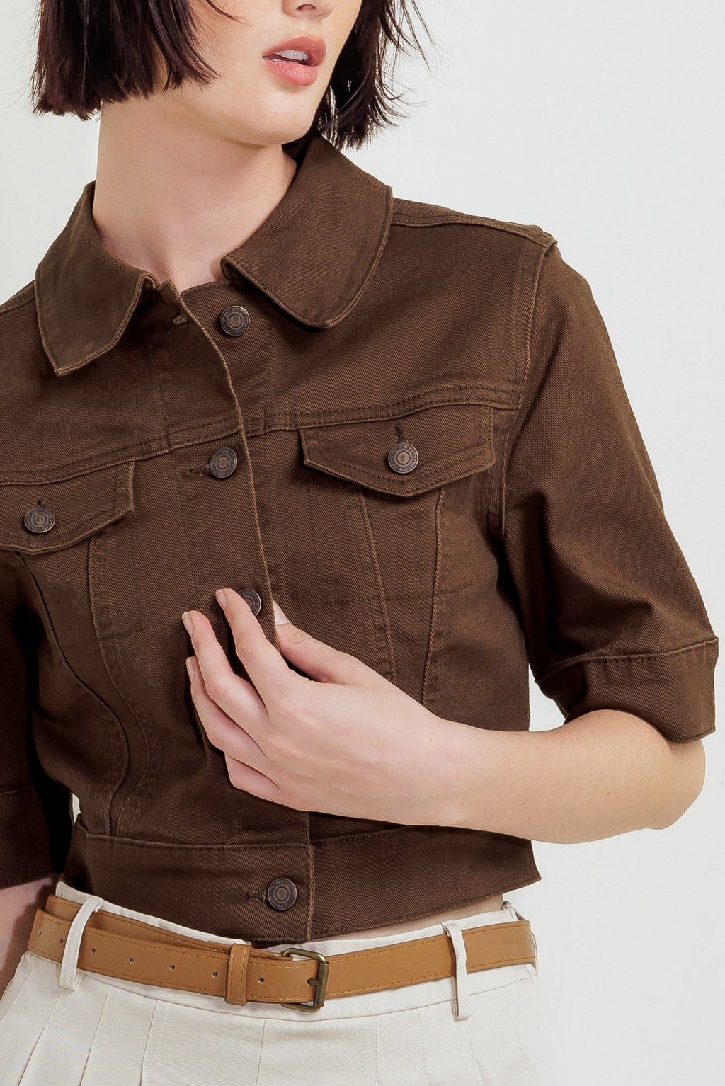 EFFORTLESS EDGE BROWN TWILL JACKET