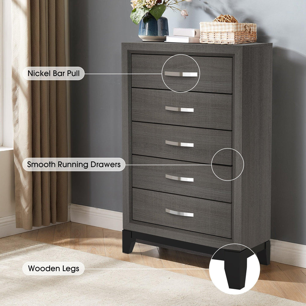 Contemporary 31" Chest with 5-Drawer for Bedroom, Livingroom