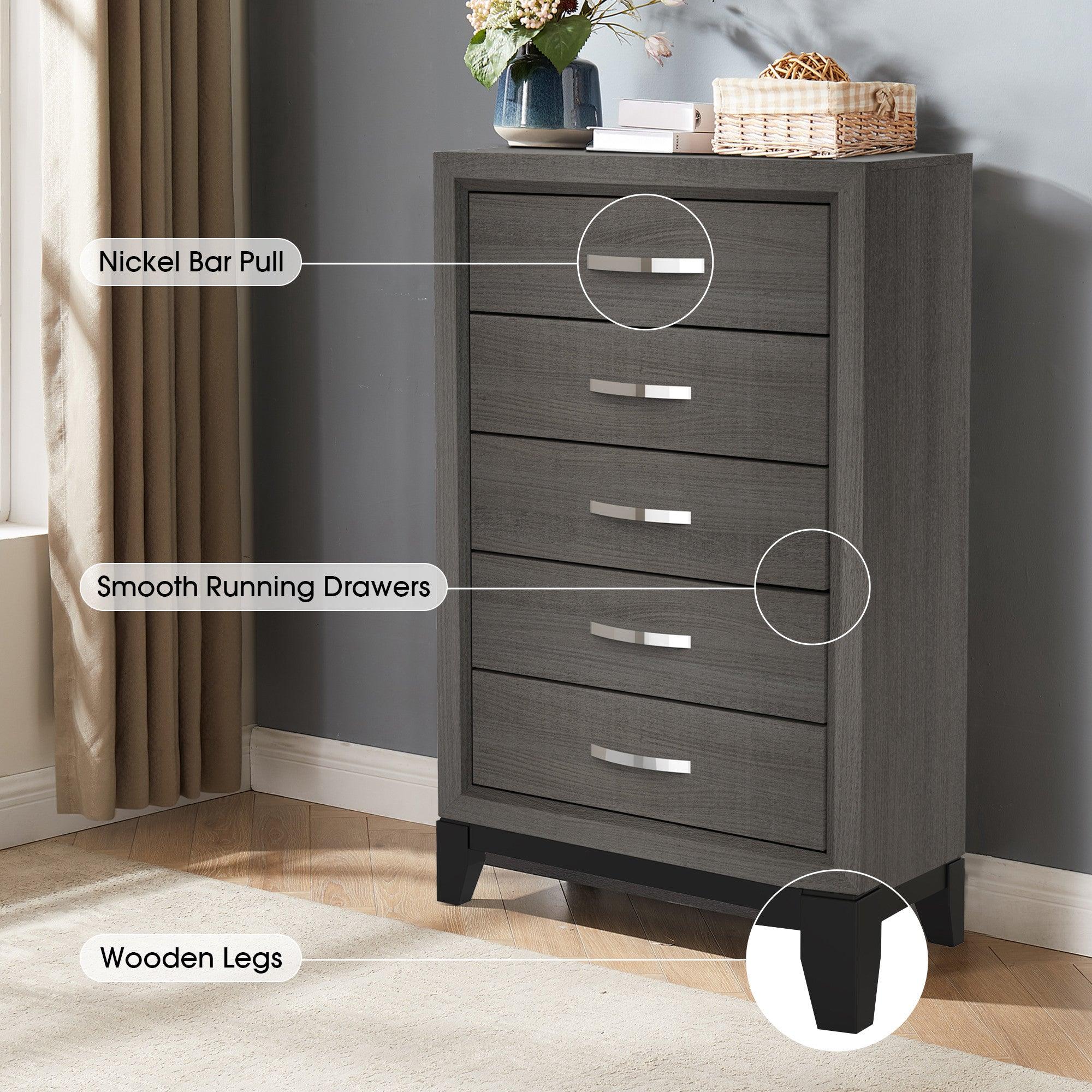 Contemporary 31" Chest with 5-Drawer for Bedroom, Livingroom