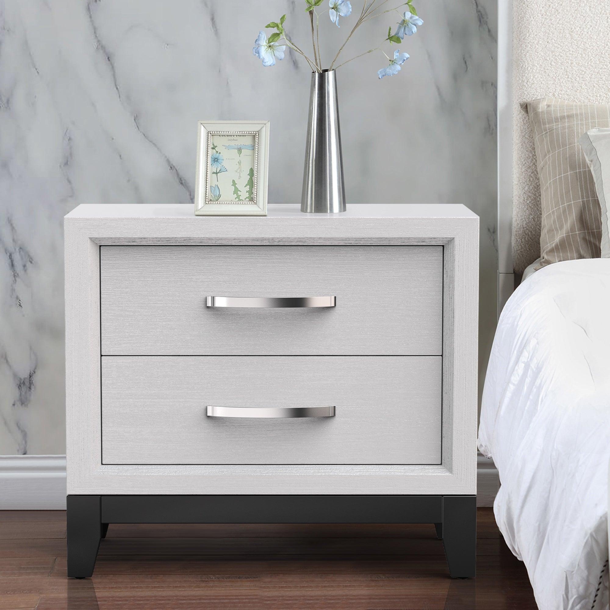 Furniture of America Lucien Modern Wood Nightstand with 2 Drawers