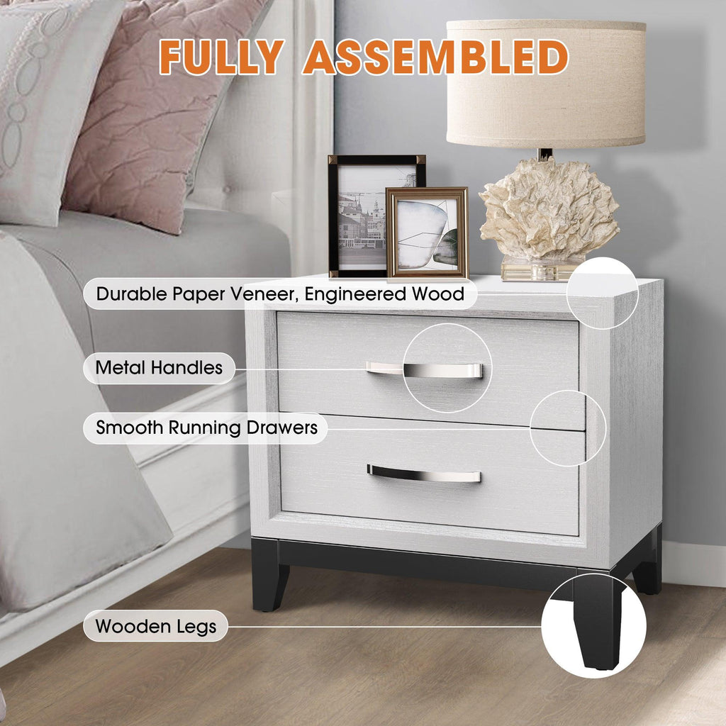 Furniture of America Lucien Modern Wood Nightstand with 2 Drawers